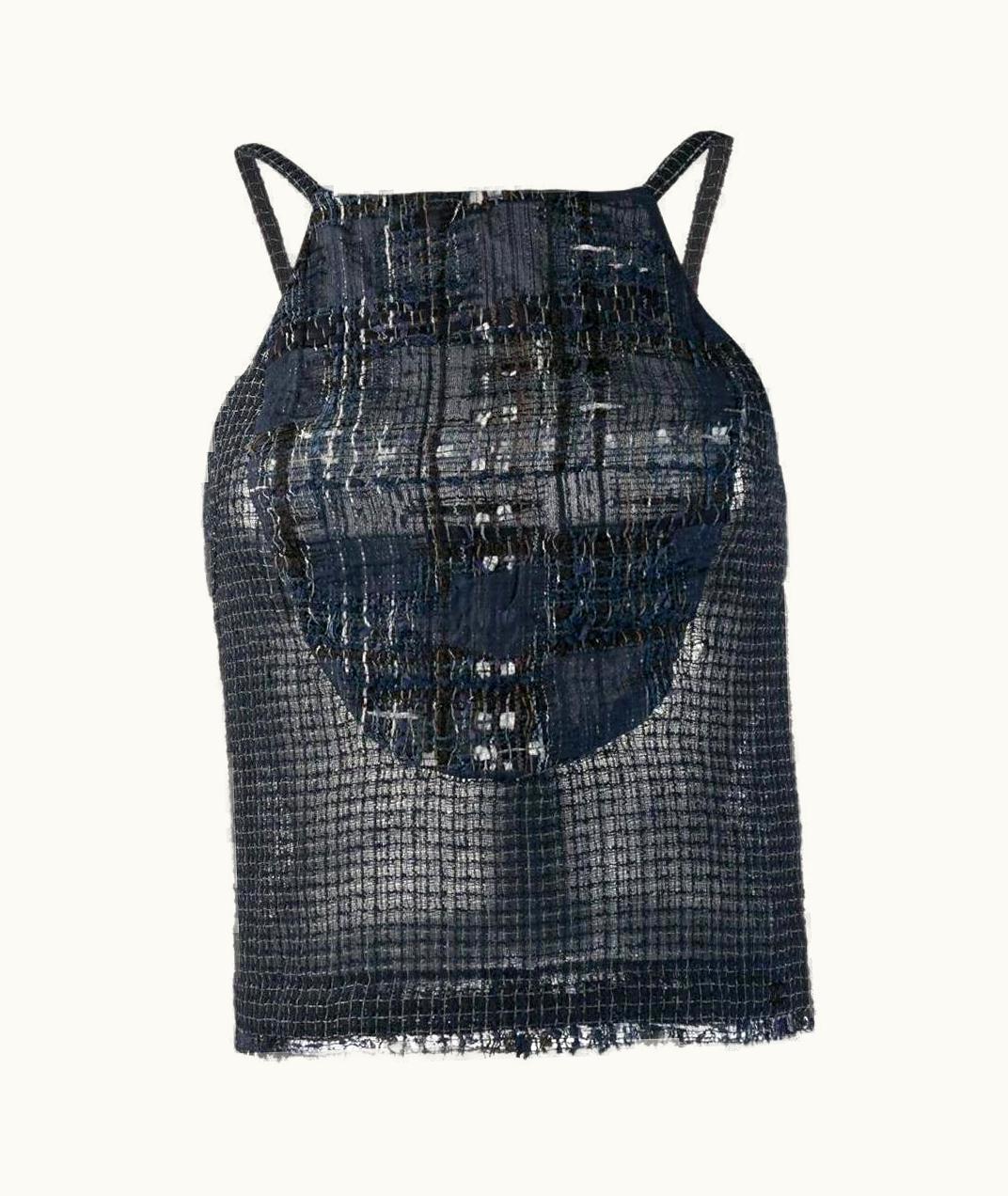 Chanel 2000s Chanel Vintage Blue Silk Blend Top With Fine Straps