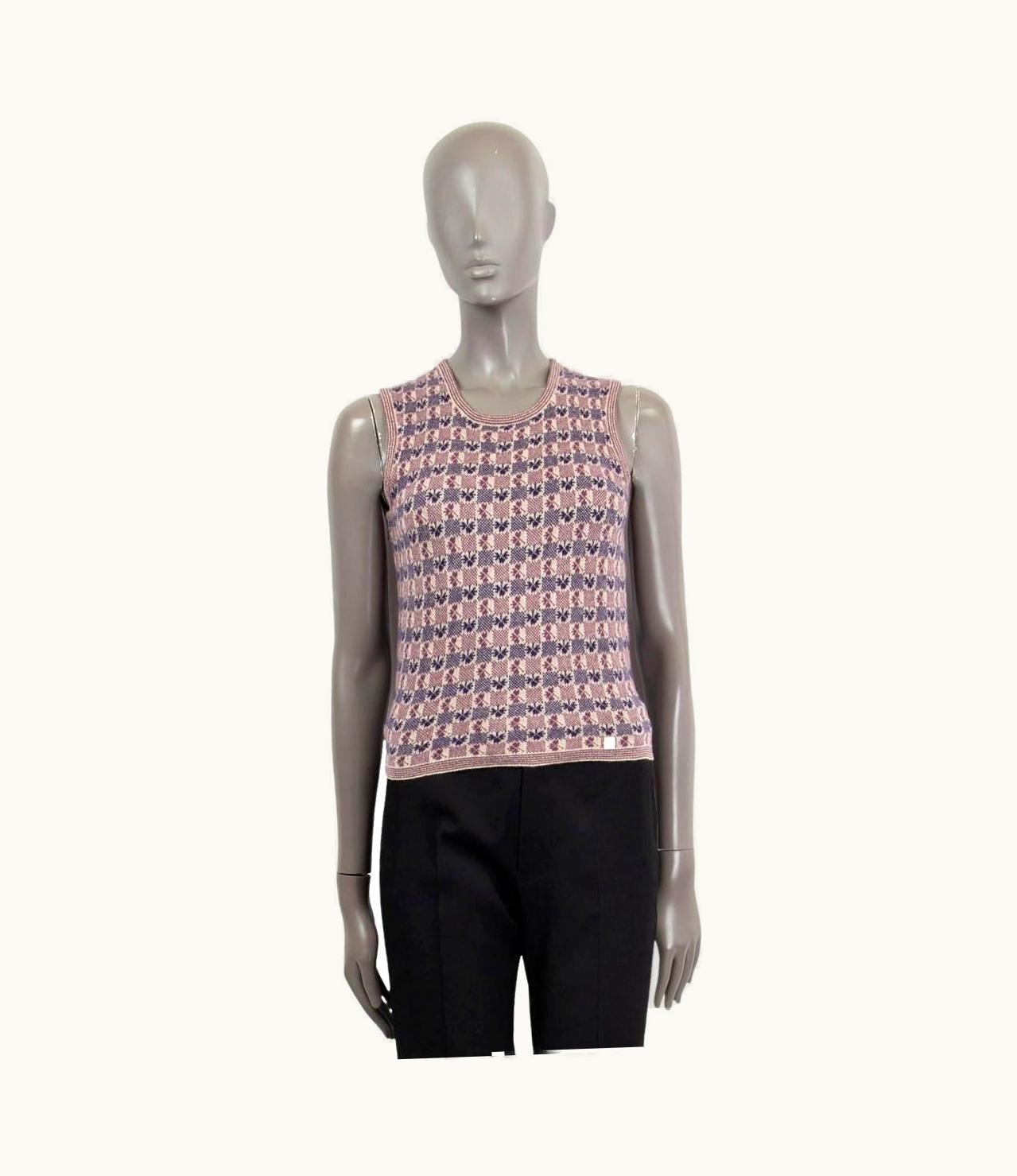 Chanel Chanel Purple & Pink Cashmere 2001 01p Clover Sleeveless Sweater