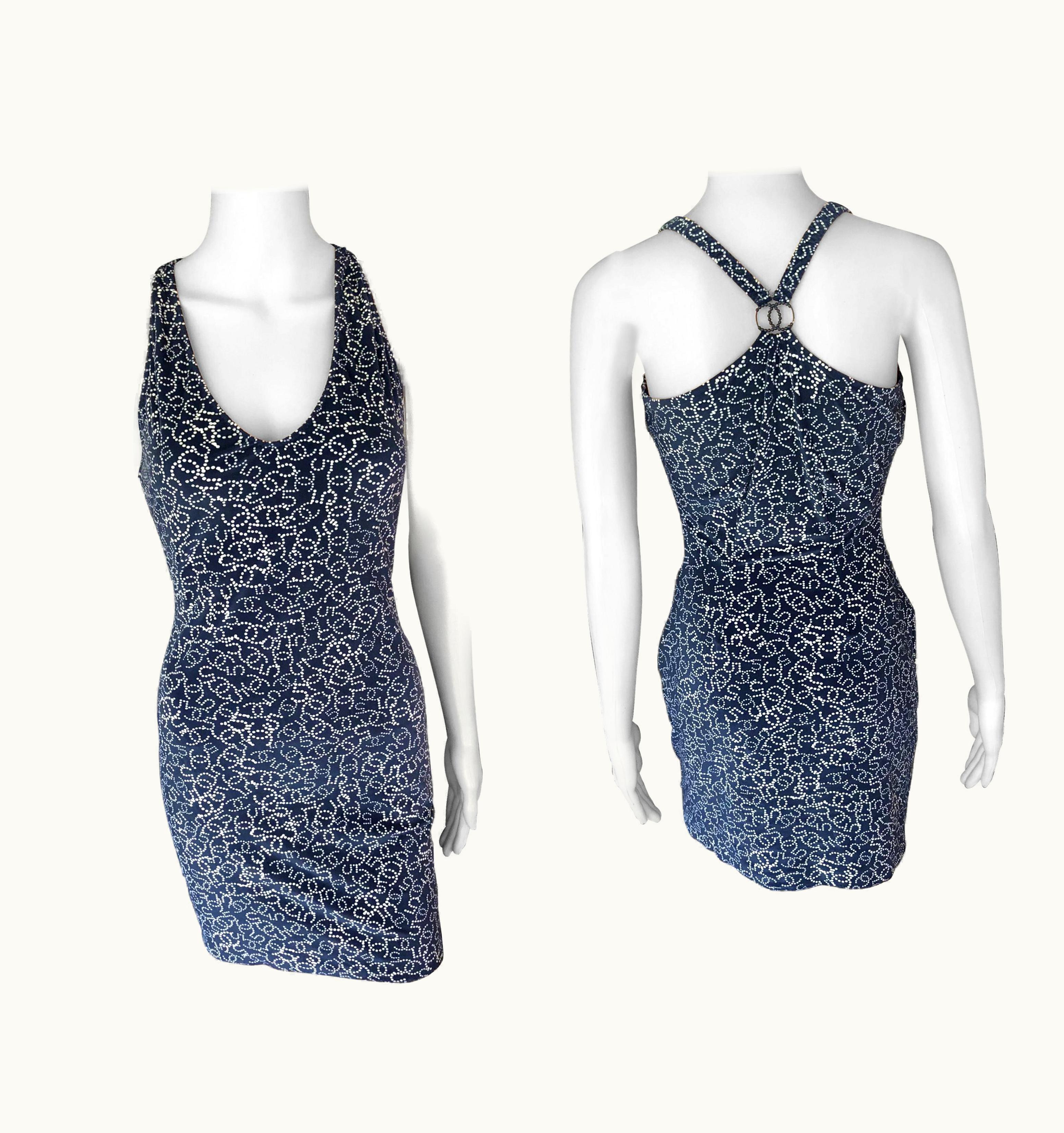 Chanel Chanel S/S 2006 Cc Logo Monogram Print Velvet Mini Dress