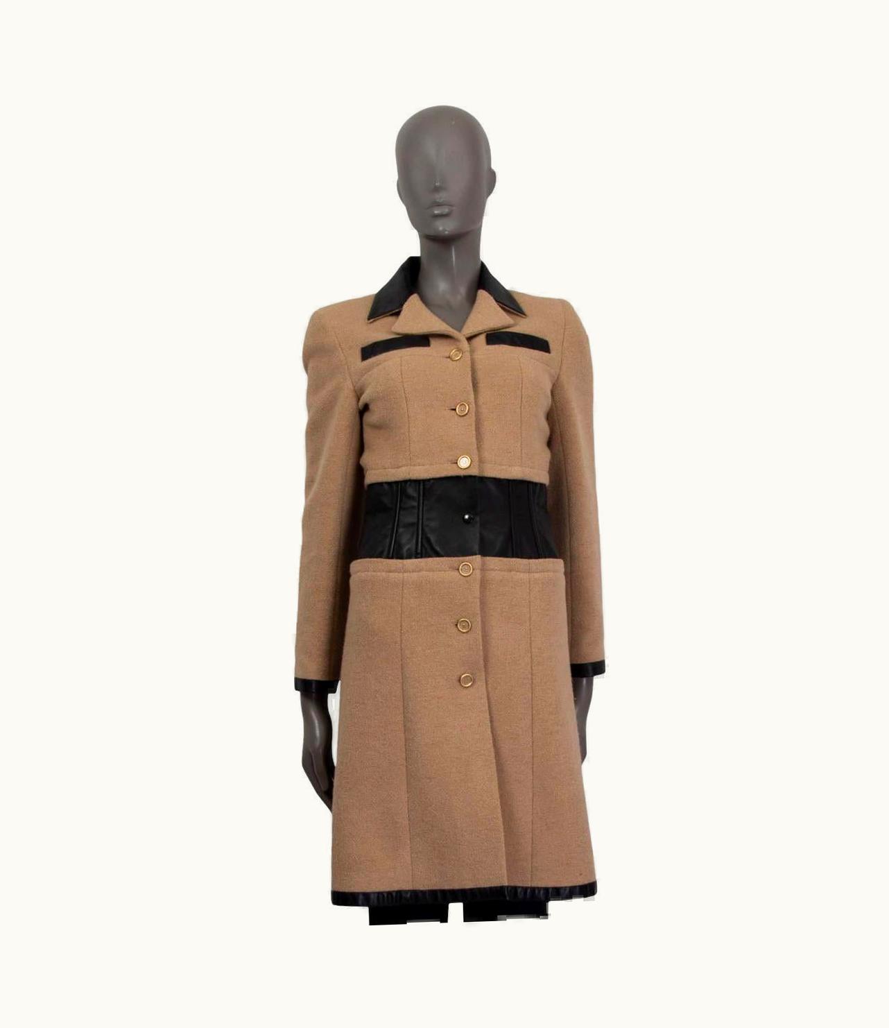 Chanel Chanel Beige 2001 Leather Trim Camel Hair Coat Jacket