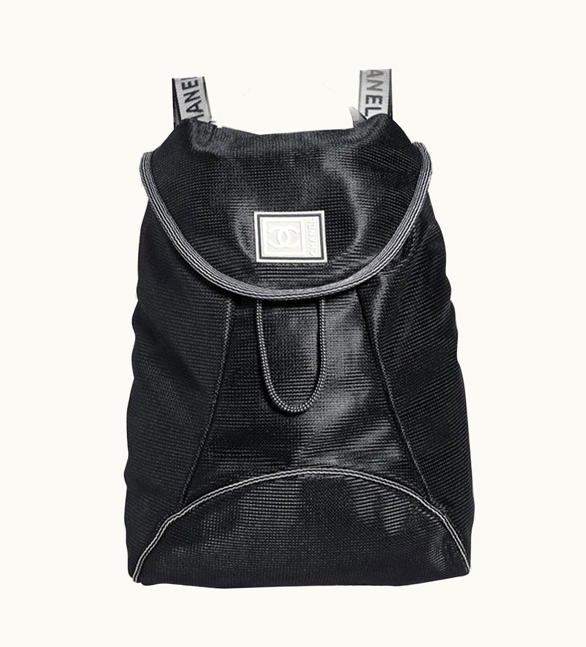 Chanel Chanel Vintage Rare Mini Mesh Sport Gym Black Microfiber Nylon Backpack