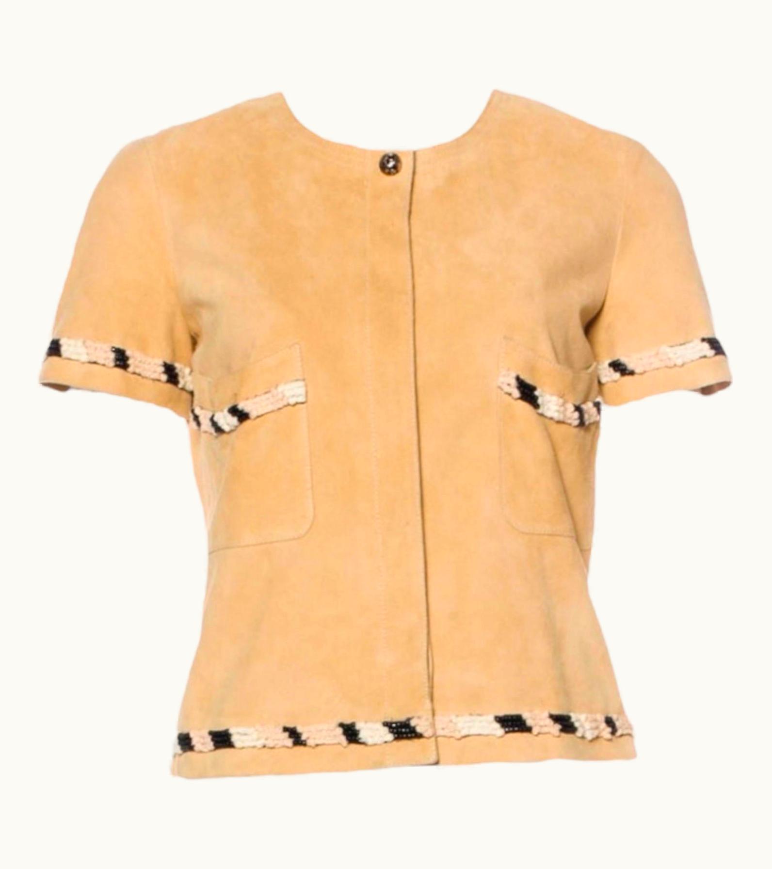 Chanel Unworn Beige Chanel Embellished Finest Lambskin Leather Jacket Blazer