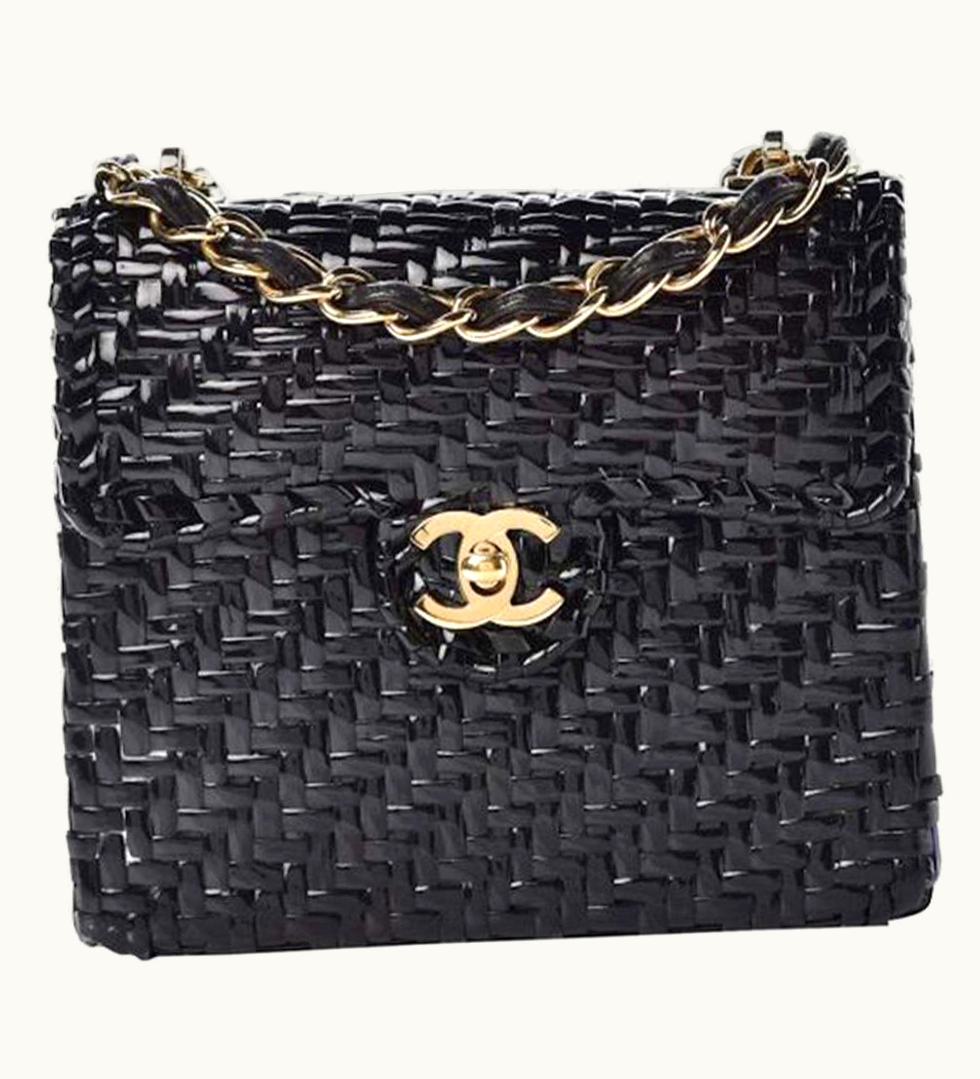 Chanel Chanel Flap Vintage Mini Wicker Raffia Classic Black Rattan Cross Body Bag