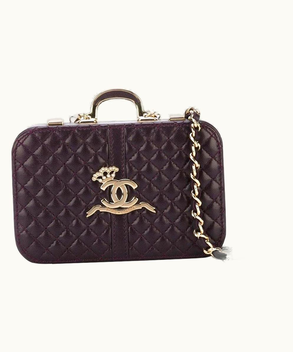 Chanel Chanel Minaudière Rare Micro Mini Paris London Pearl Crown Tiny Purple Clutch