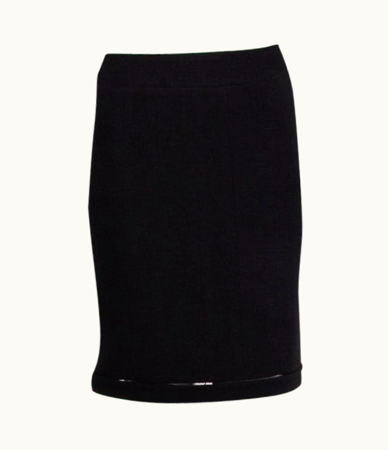 Chanel Chanel Black Wool Tweed Cut-out Seem Skirt