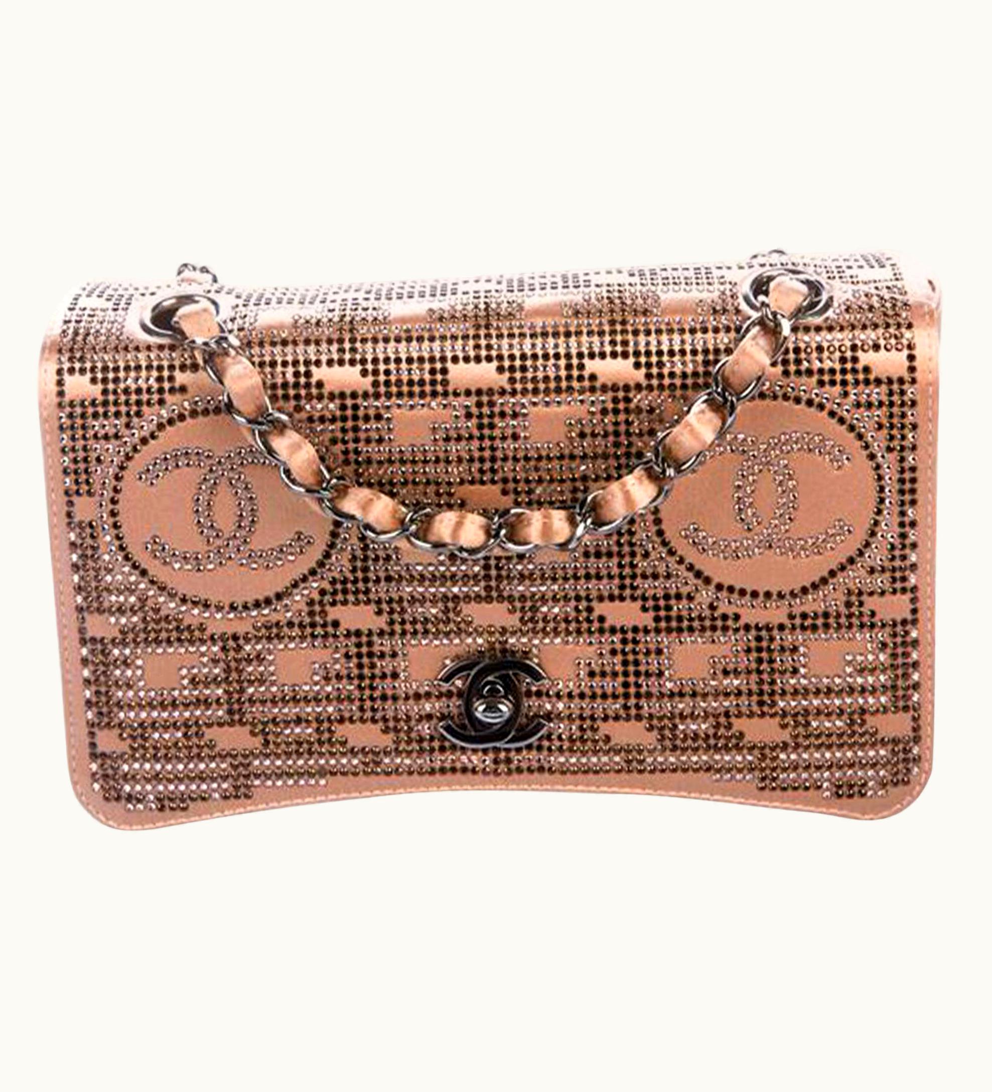 Chanel Chanel 2002 Runway Classic Flap Naked Swarovski Strass Vintage Mini Beige Bag