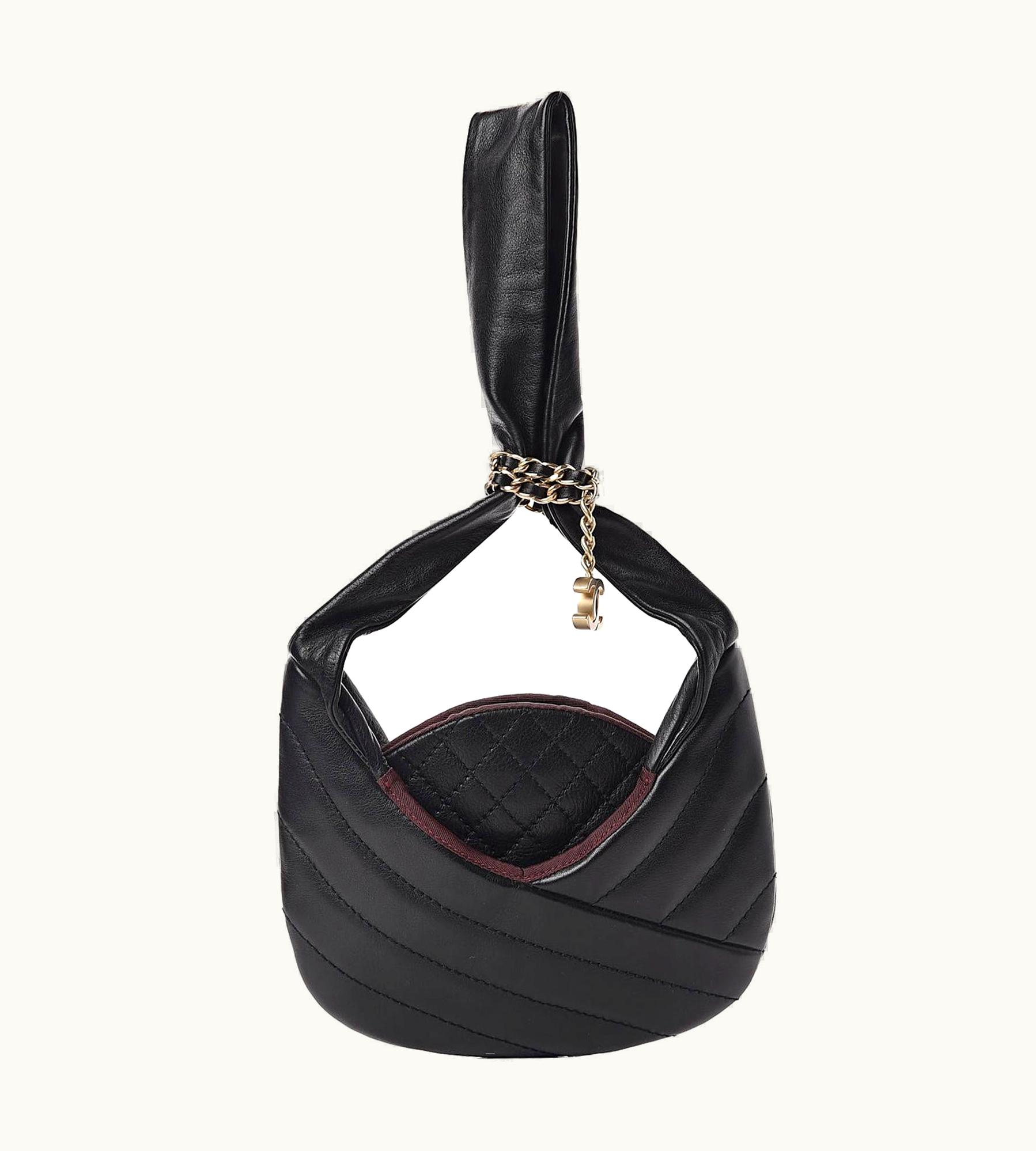 Chanel Chanel Vintage Black Chevron Quilted Calfskin Leather Small Chain Evening Tote