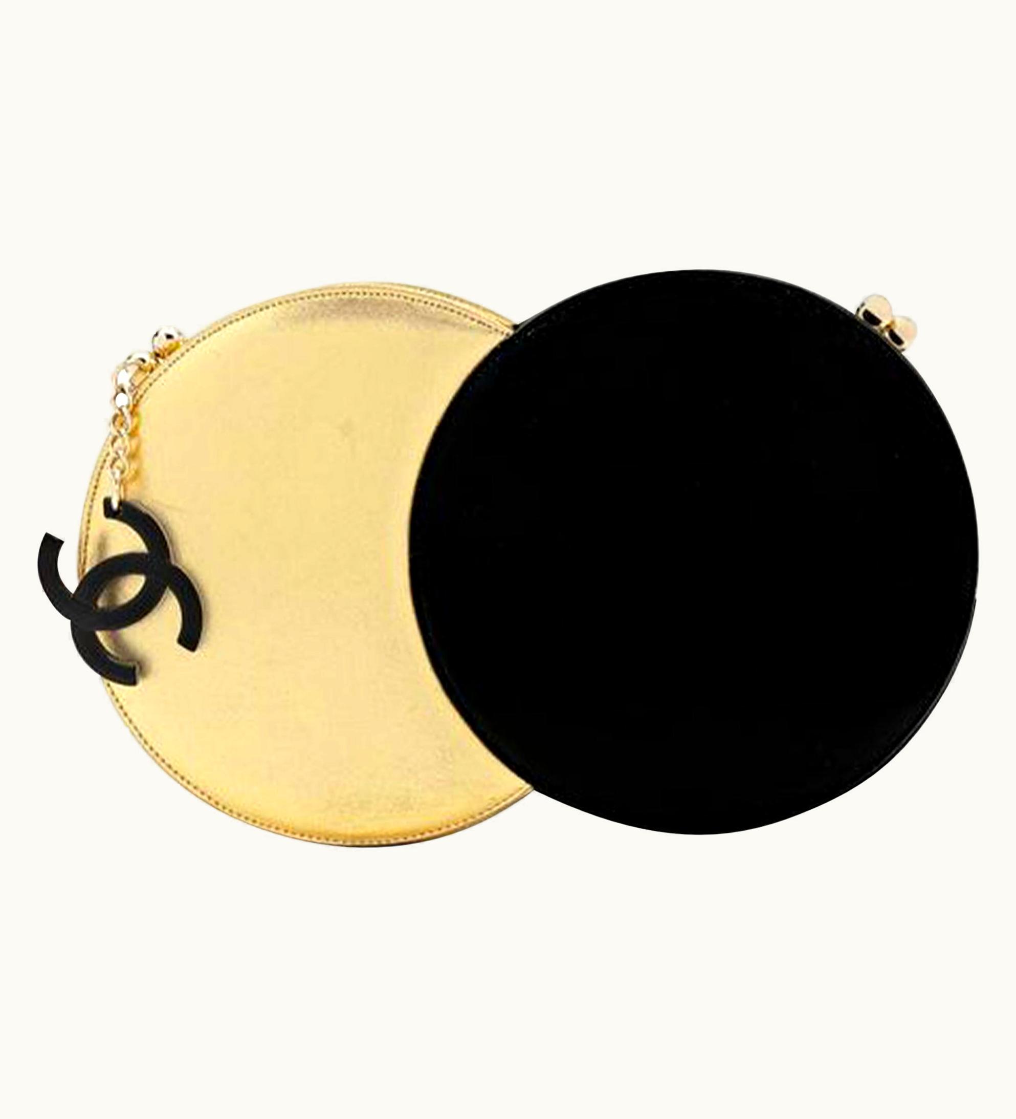 Chanel Chanel Minaudière Double Circle 70s Style Runway Rare Black & Metallic Clutch