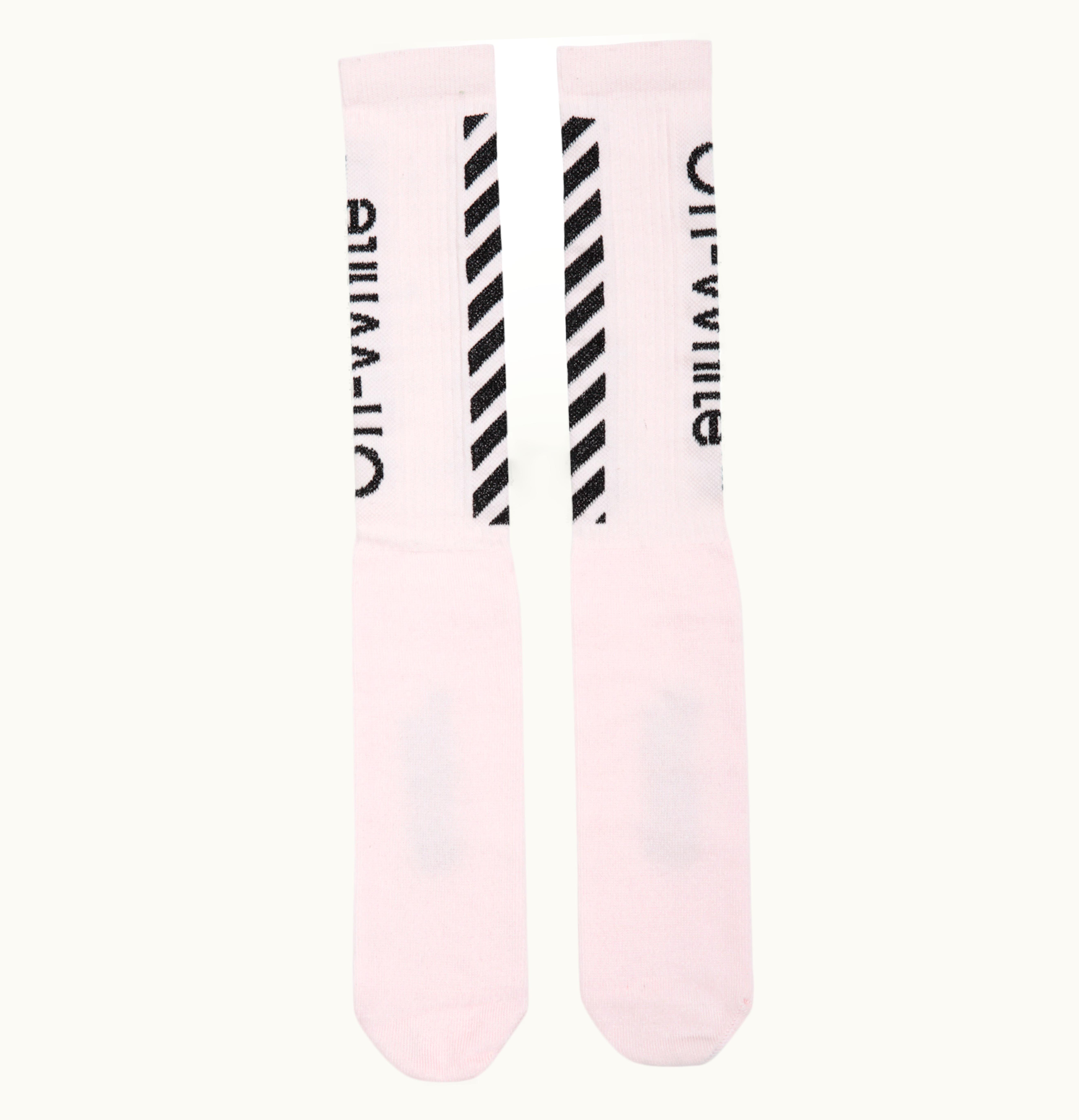 OFF-WHITE OFF WHITE Diag Socks SS19 Light Pink Black