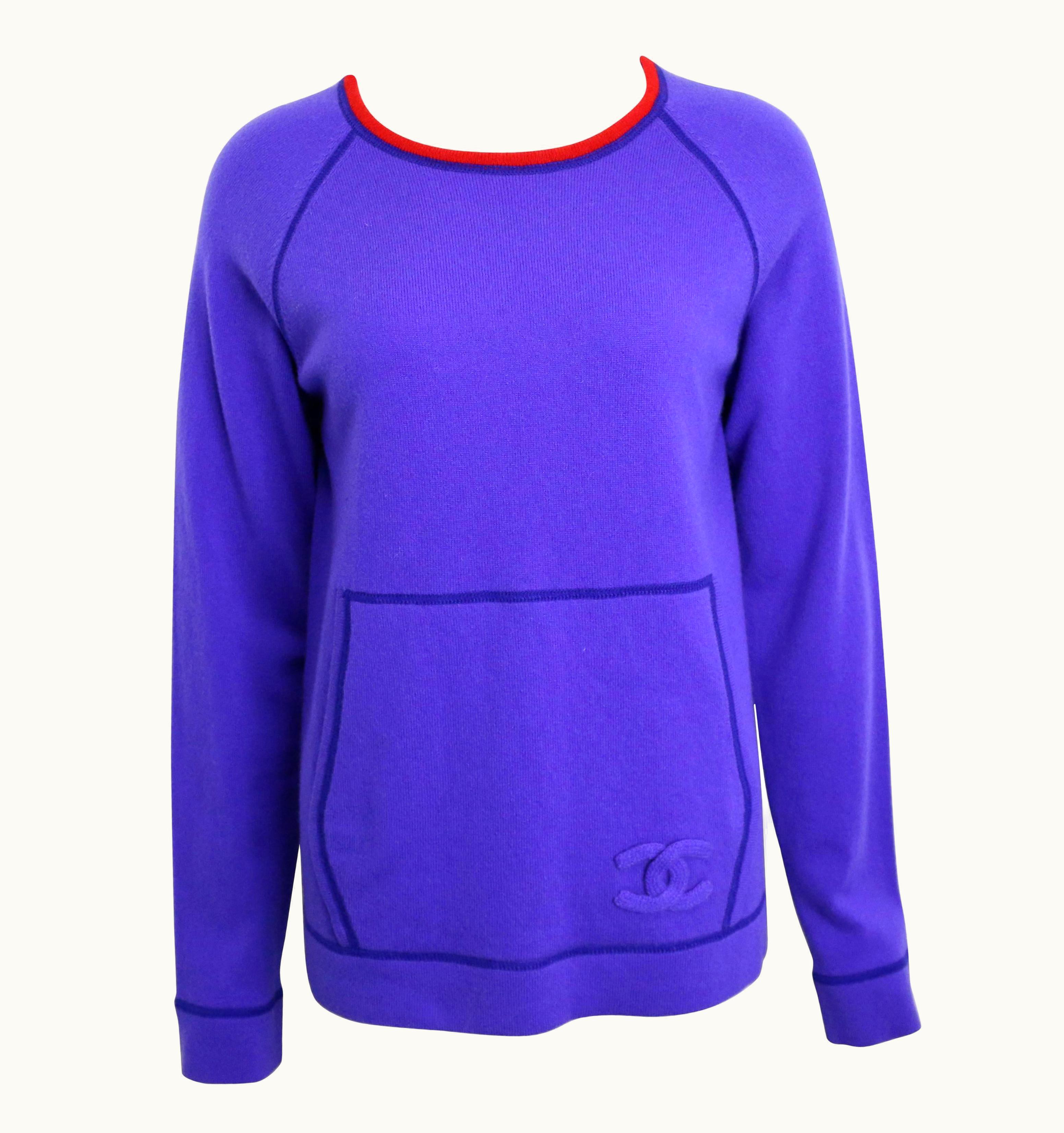 Chanel 2008 Chanel Purple With Red Trim Collar Pullover Cashmere Sweater