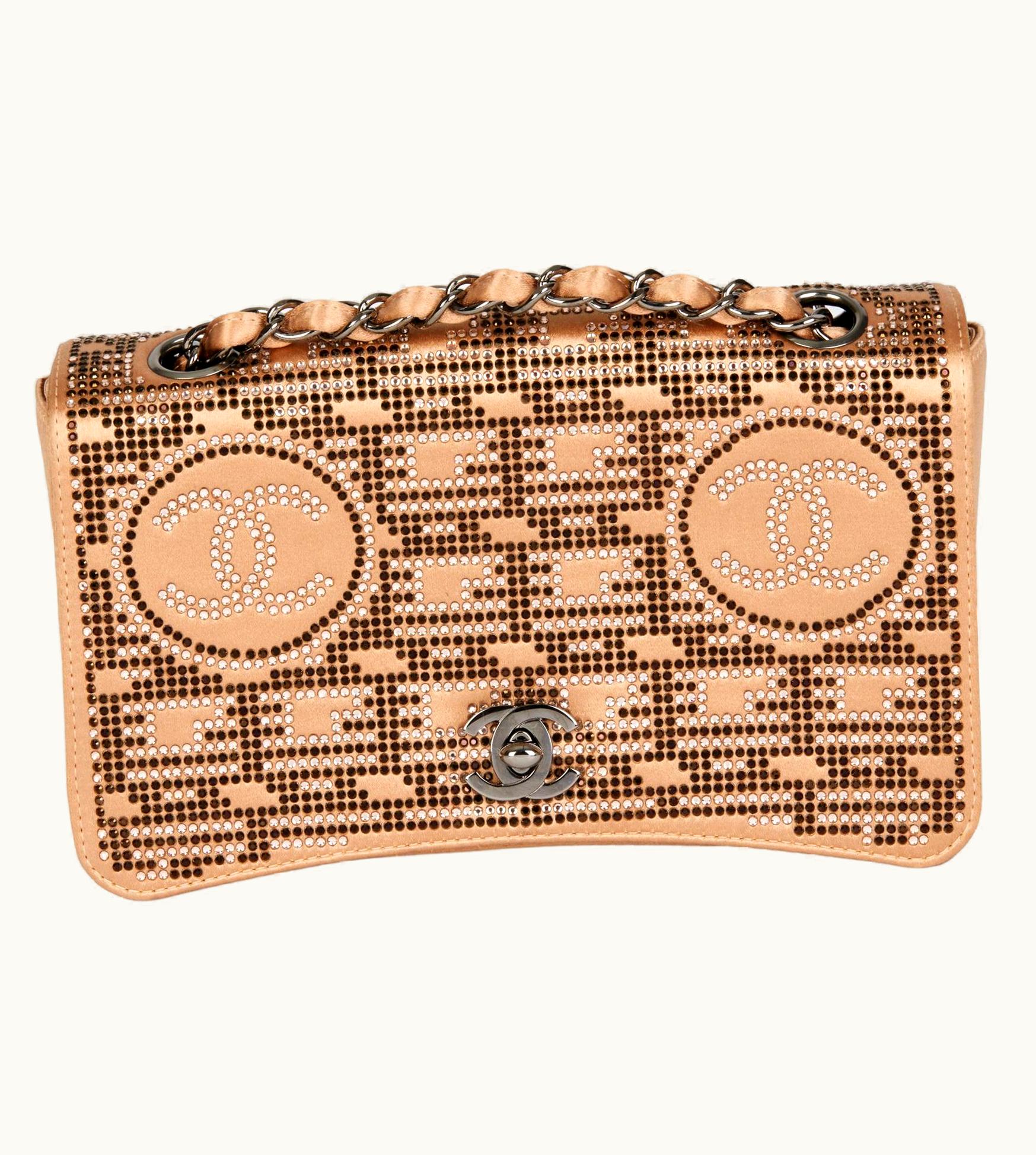 Chanel Chanel Naked Nude Swarovski Strass Satin Vintage Mini Flap Bag