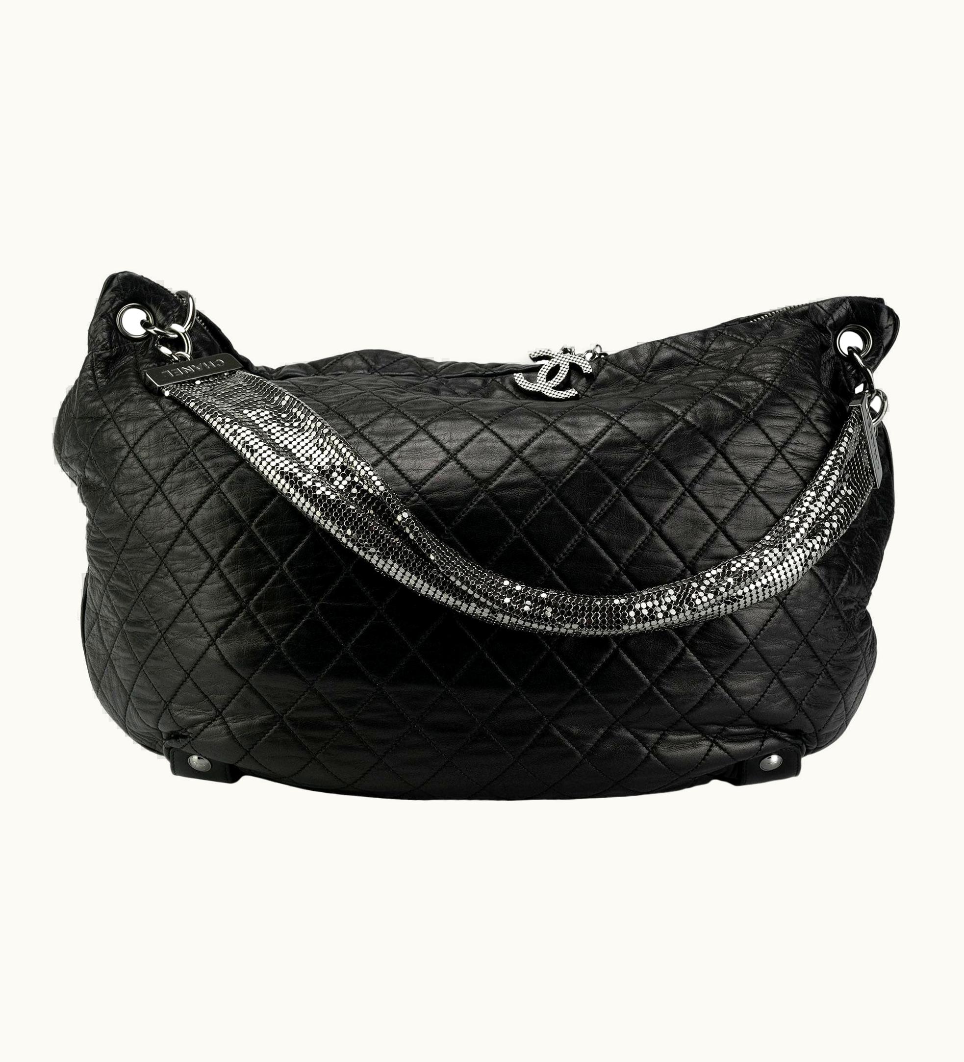 Chanel Chanel Rare Jumbo Hobo Limited Edition Mesh Chain Quilted Black Lambskin Leather