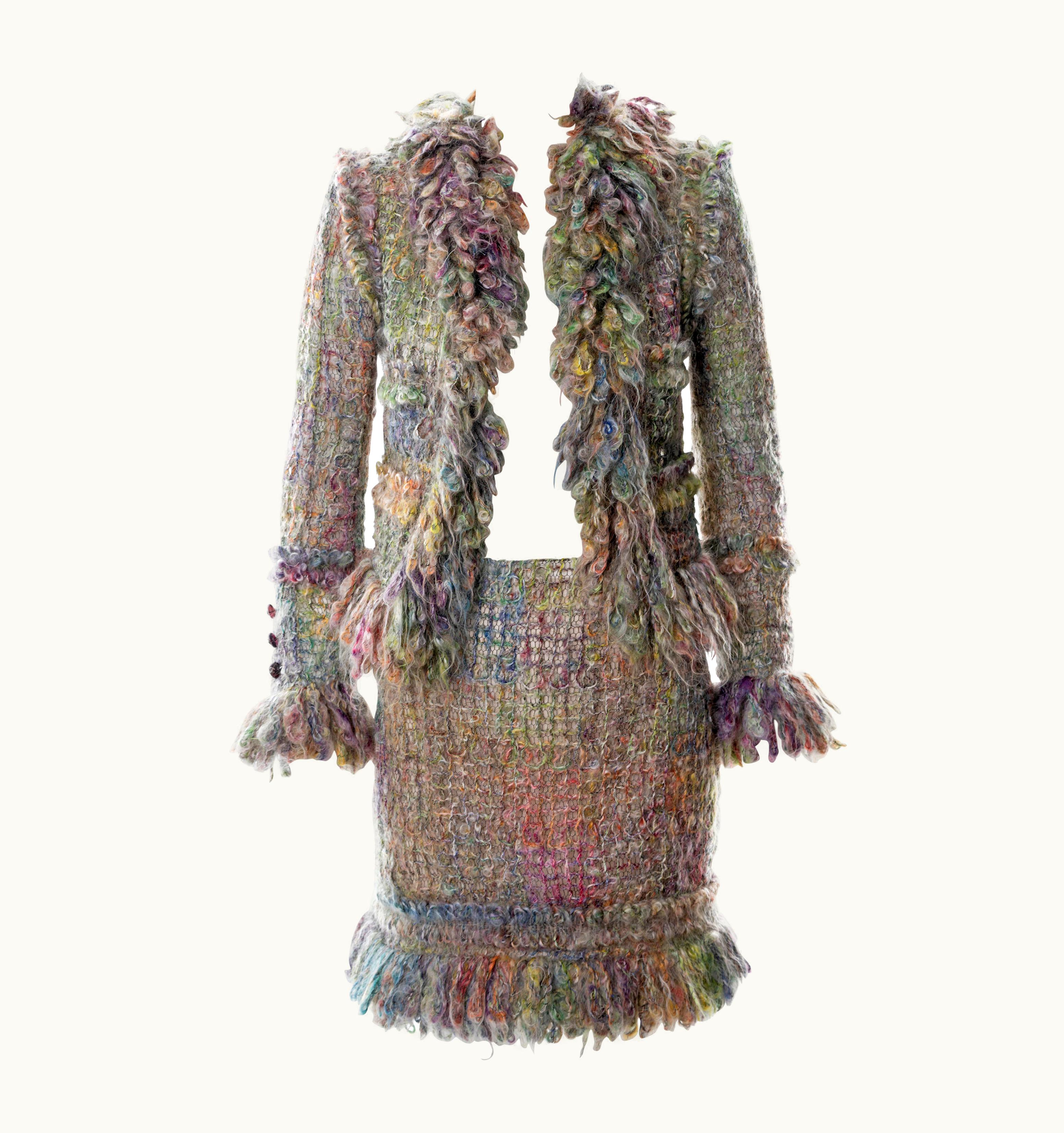 Chanel Chanel By Karl Lagerfeld Open-knit Multicoloured Mohair Skirt Suit, AW 2003