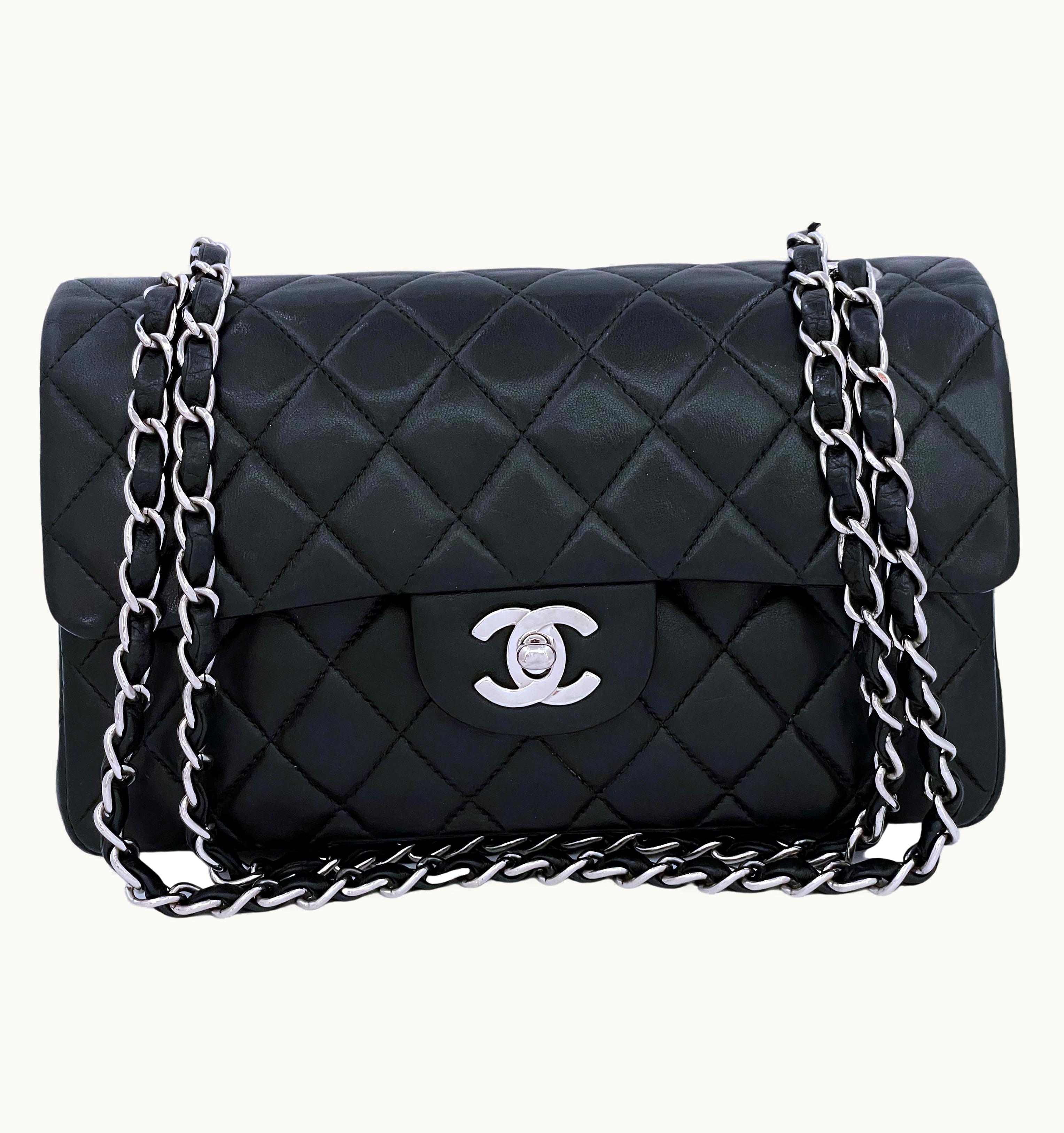 Chanel Chanel 2001 Vintage Black Small Classic Double Flap Bag Shw Lambskin
