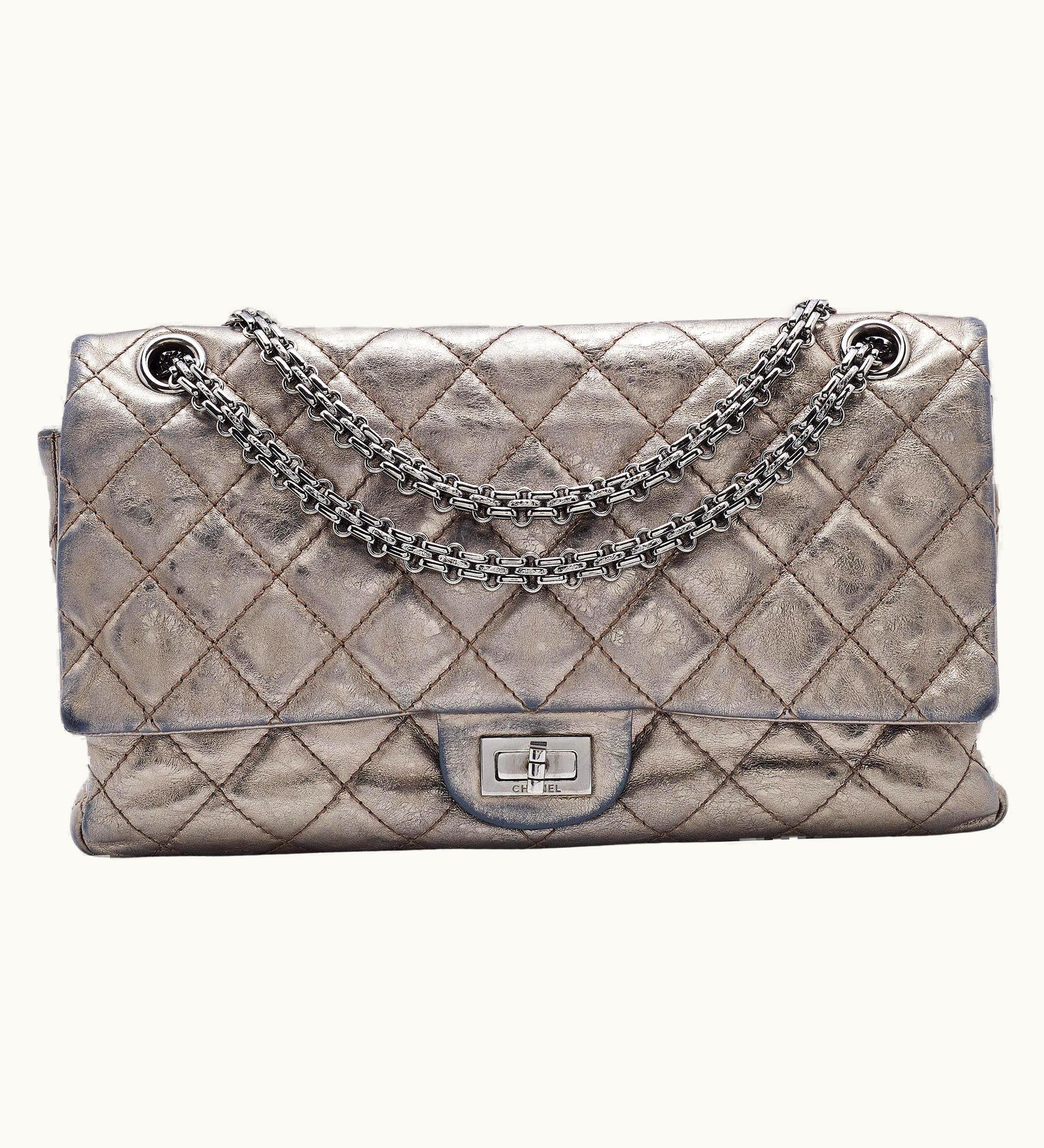 Chanel Chanel Reissue 2.55 Classic 226 Metallic Grey Quilted Leather Flap Bag