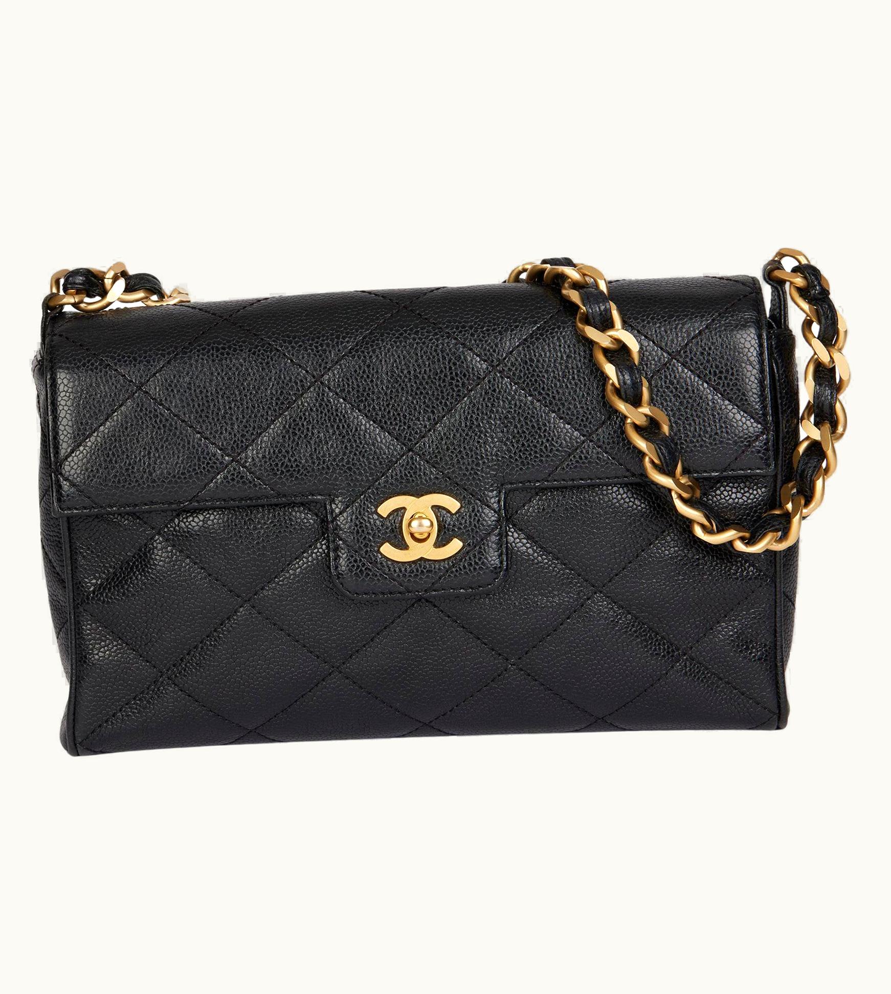 Chanel Chanel Black Quilted Caviar Leather Vintage Medium Classic Single Flap Bag