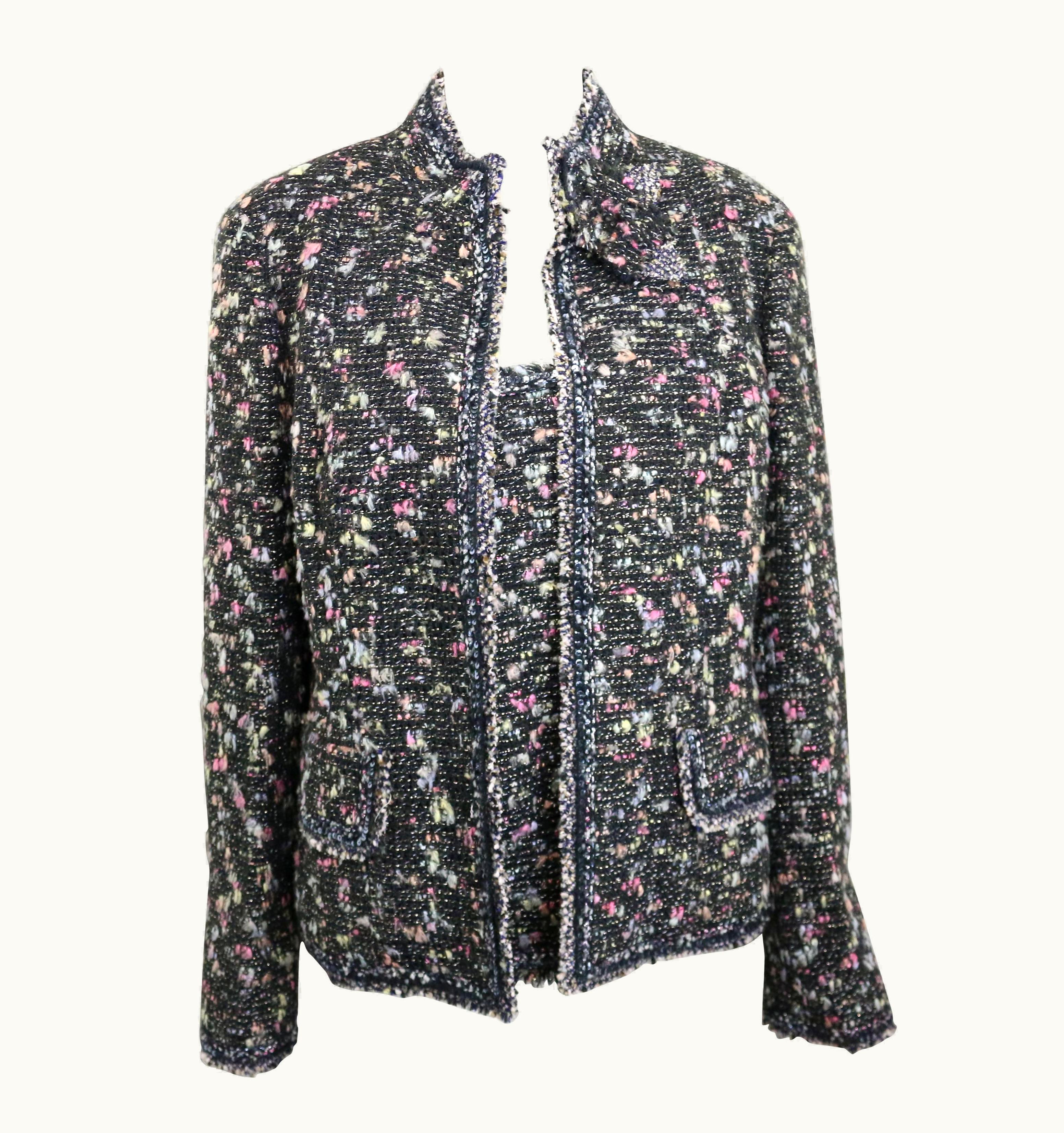 Chanel 2004 Chanel Multi Coloured Tweed Wool Jacket And Sleeves Top Ensemble