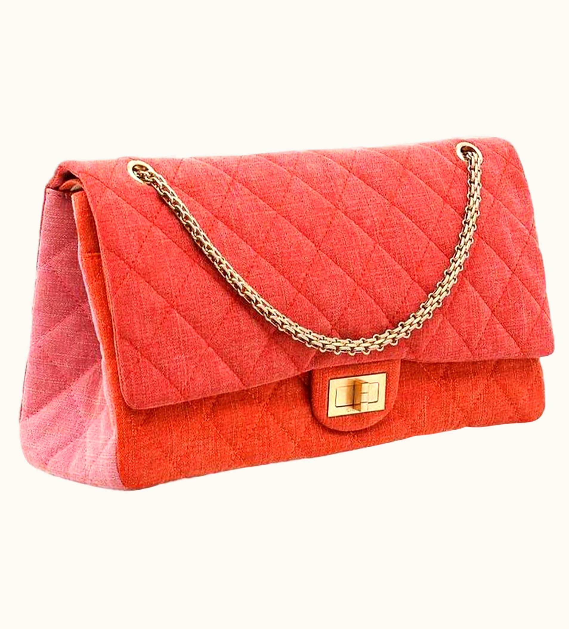 Chanel Chanel 2.55 Reissue Double Flap Maxi Classic Limited Edition Red Pink Denim Bag