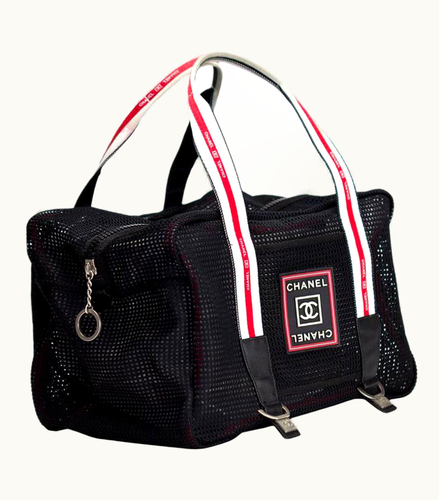 Chanel Chanel Timeless Logo Retro Vintage 90s Mesh Sport Expandable Gym Beach Dark Navy