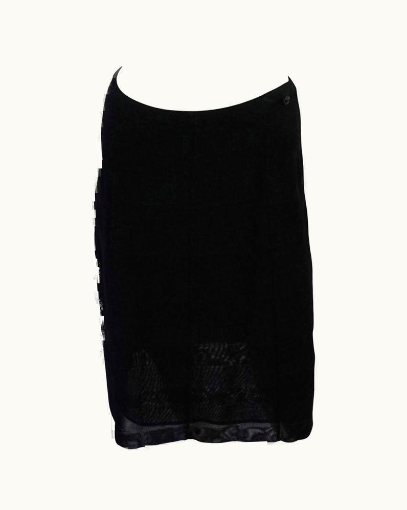 Chanel Chanel Black Rectangular Panel Design Knit 2 Layer Skirt