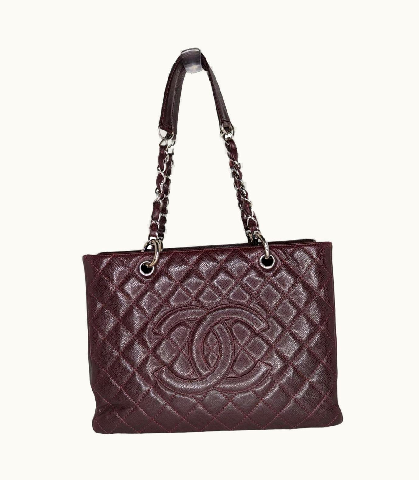 Chanel Chanel Burgundy Quilted Caviar Grand Shopping Tote Gst