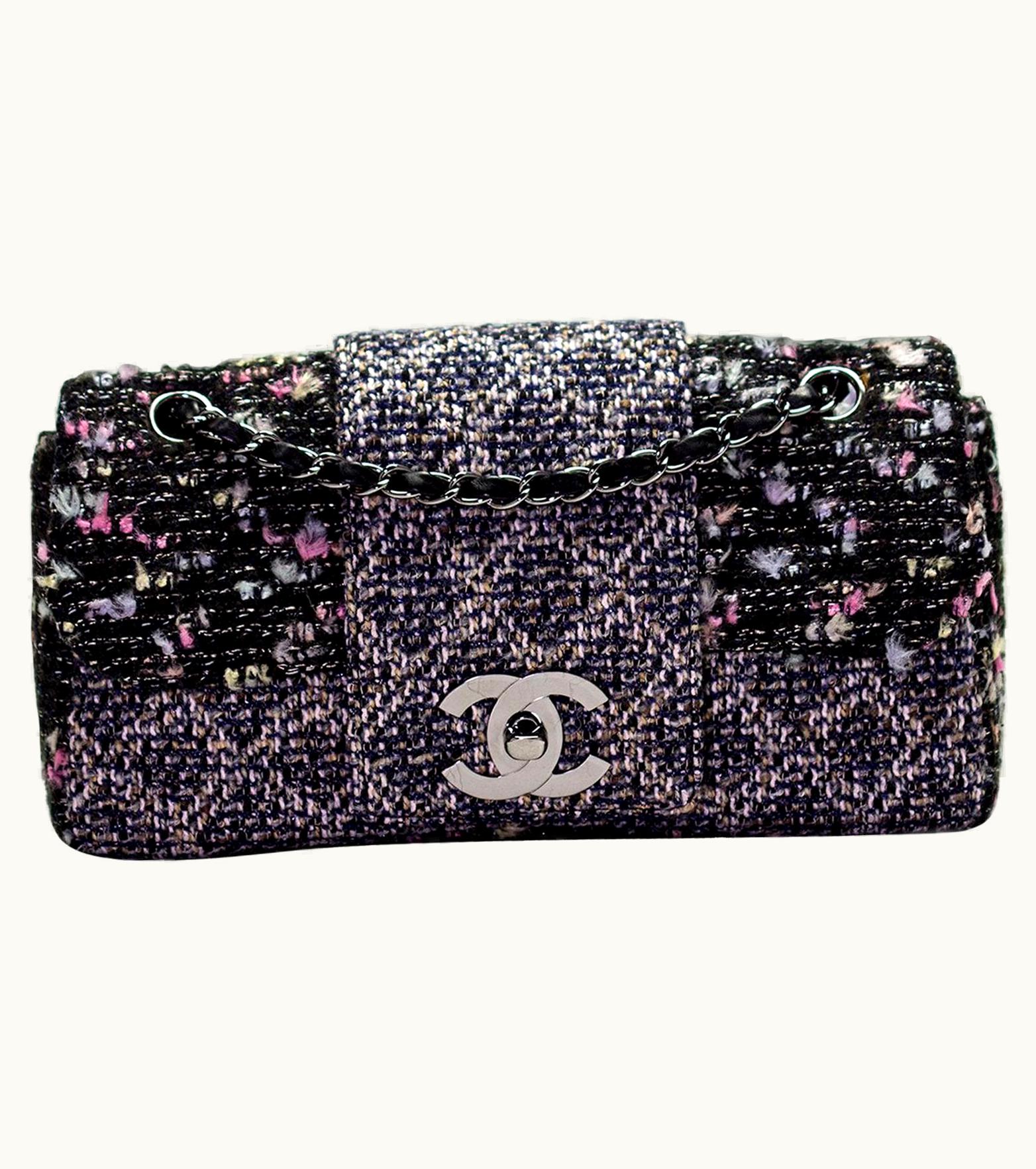 Chanel Chanel 2004 Cc Vintage Rare Classic Flap Charcoal Ultra Grey Tweed Shoulder Bag