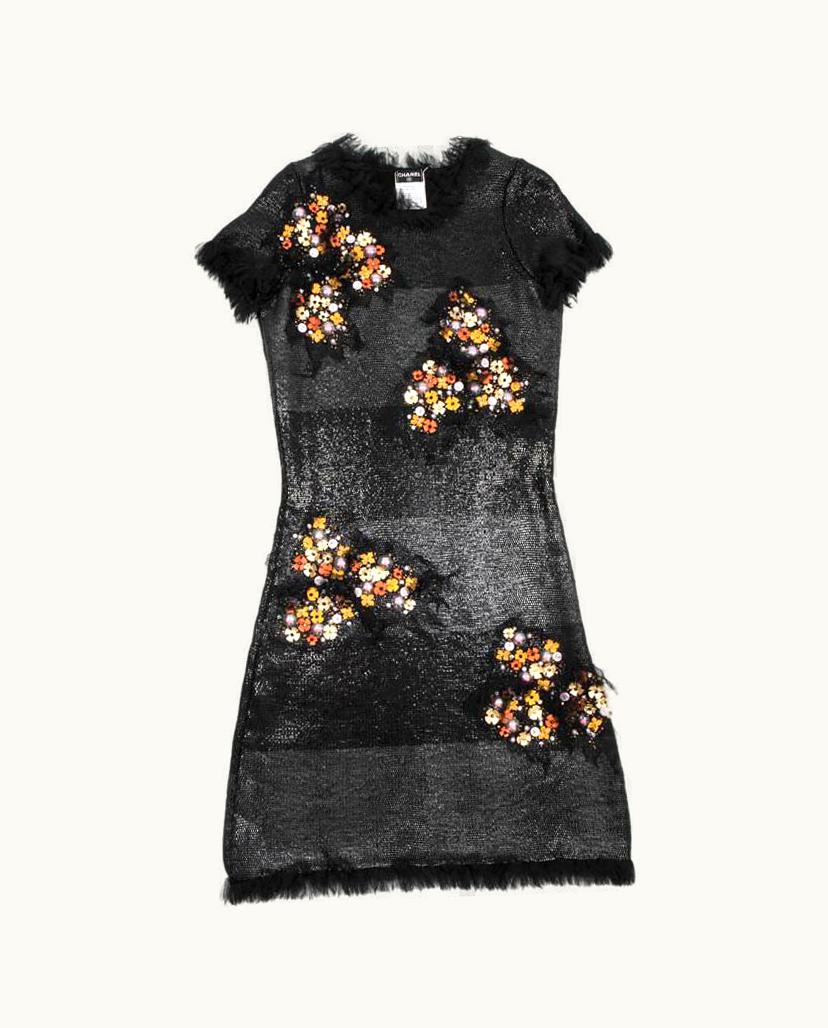 Chanel Chanel 'Paris Monaco' Black Embroidered Dress In Wool And Silk fr