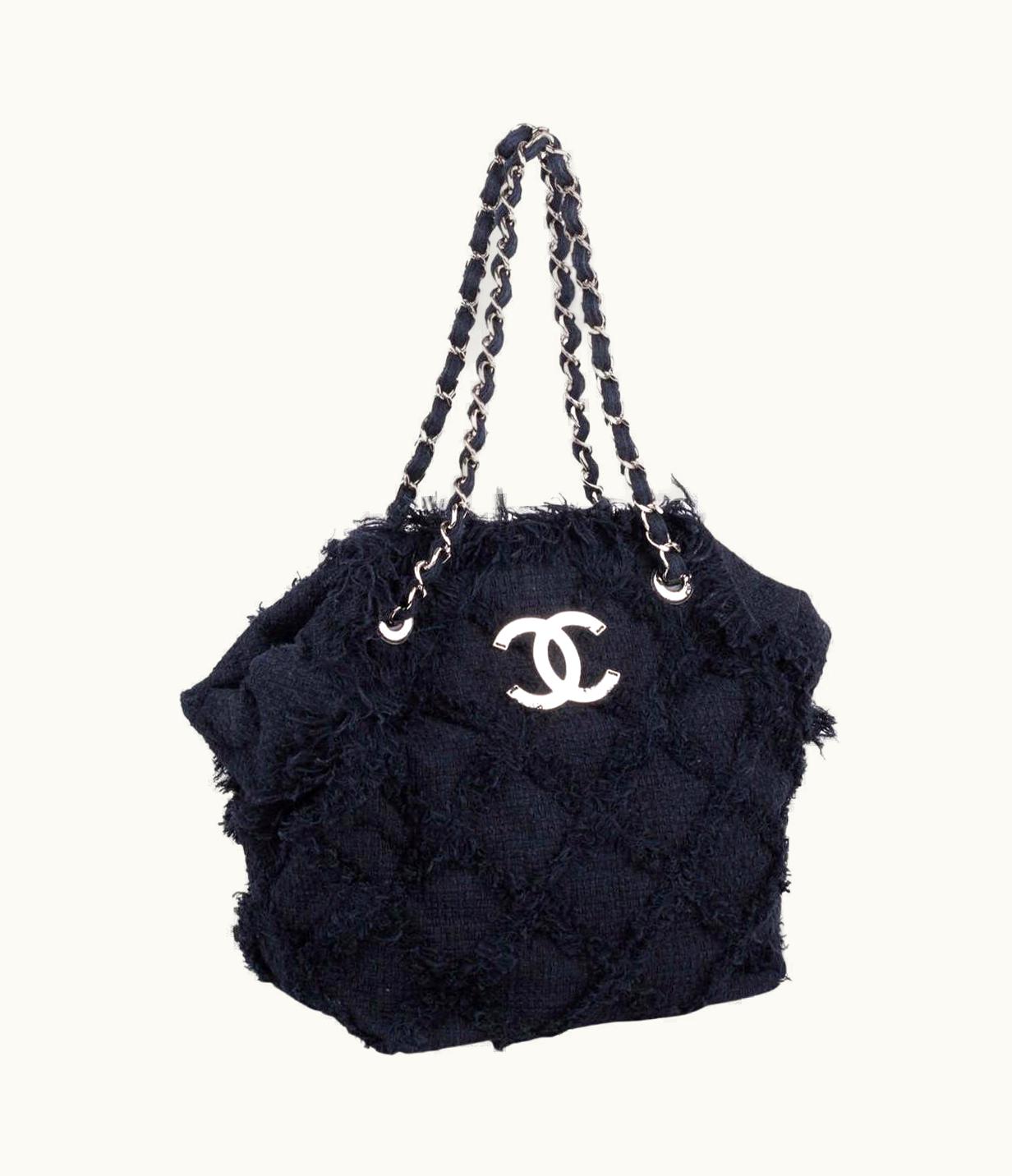 Chanel Chanel Limited Edition Black Large Crochet Nature Tweed Fringe Classic Tote Bag UZ0593200