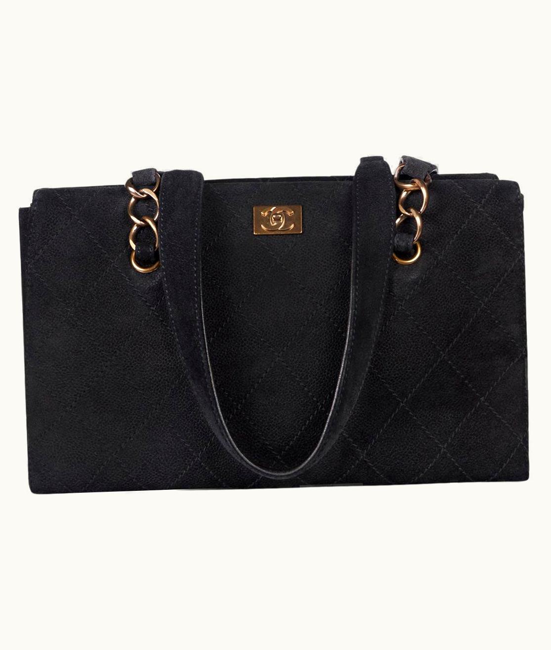 Chanel Chanel Gold-Tone Hardware Black Suede Leather Nubuck Shoulder Bag, France 2003