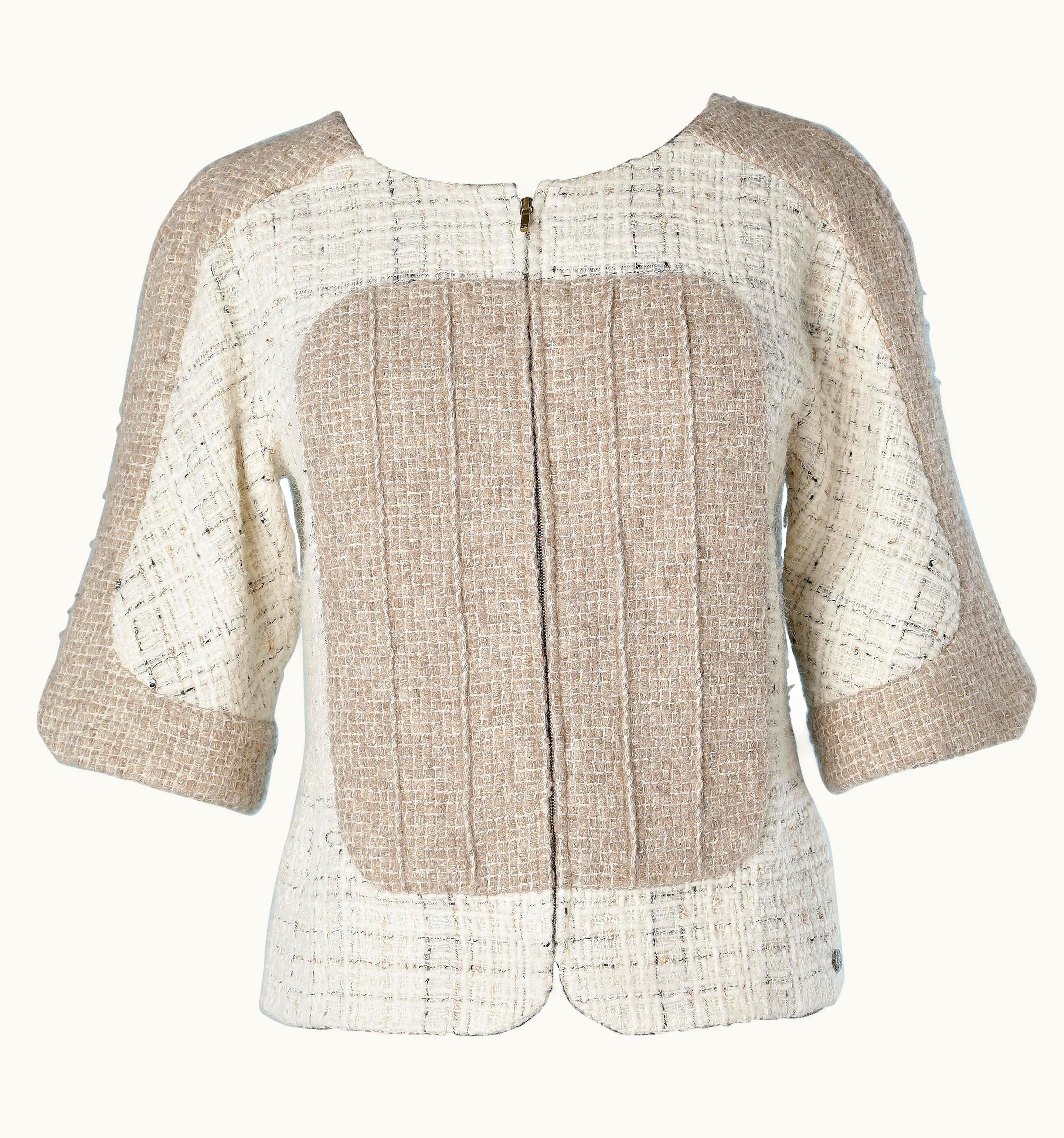 Chanel Bi-color Tweed Jacket With Zip In The Middle Front Chanel