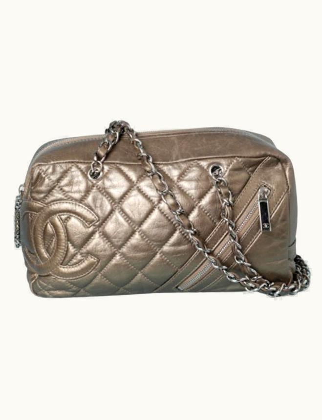 Chanel Lustrous Bronze Caméra Leather Bag With Chain Shoulder Strap Chanel Numbered