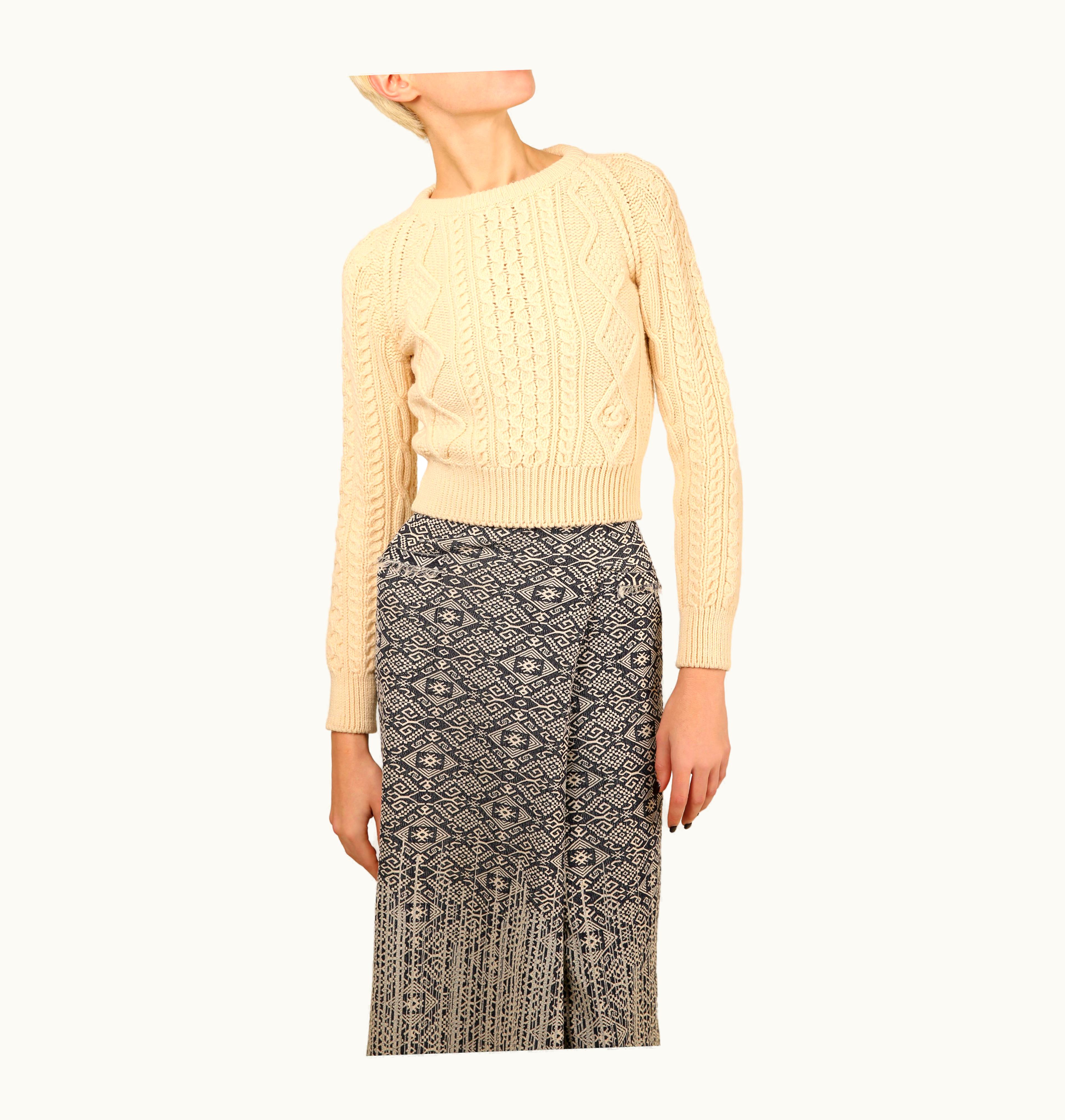 Chanel Chanel Vintage Chunky Cable Knit Cropped Cream Wool Logo Cc Dress Sweater