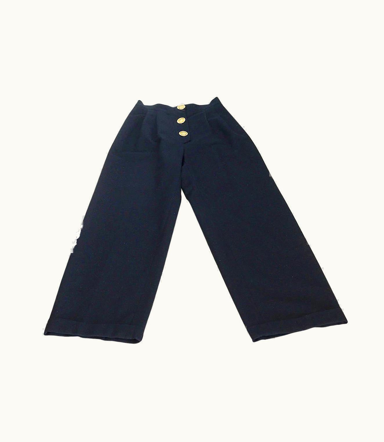 Chanel Chanel Vintage High Waist Wide Leg Pant Large Cc Sunburst Buttons 36 S/S