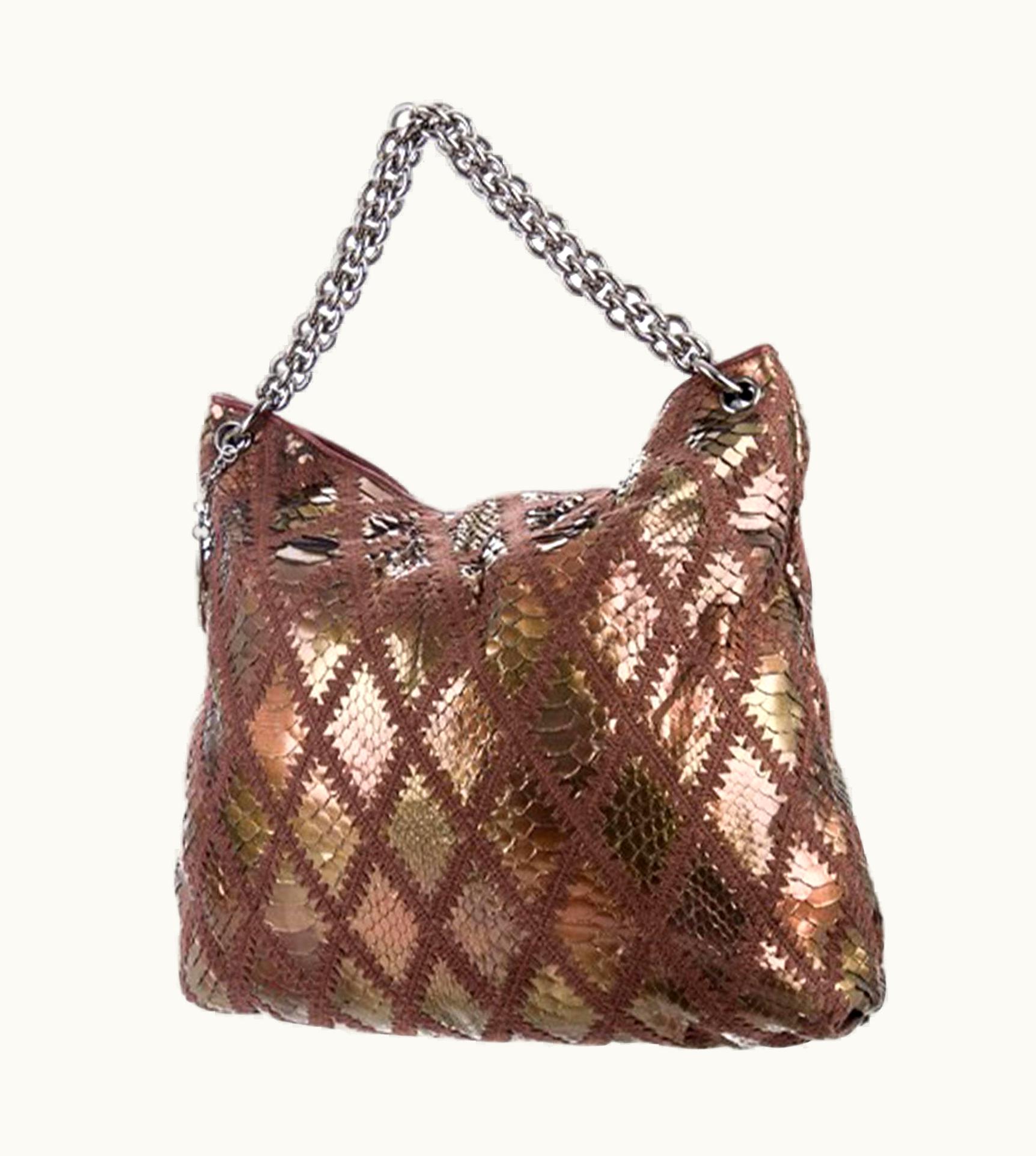 Chanel Chanel Handbag Clutch Rare Exotic Large 2 In 1 Tote & Metallic Bronze Hobo Bag