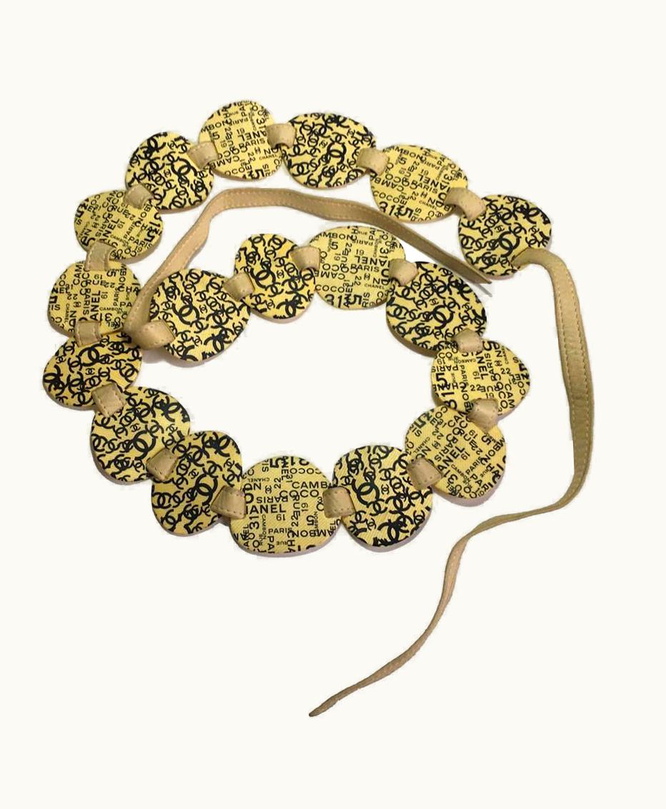 Chanel Chanel Belt, Vintage Style, In Beige Leather And Yellow Plastic Parts 0eu