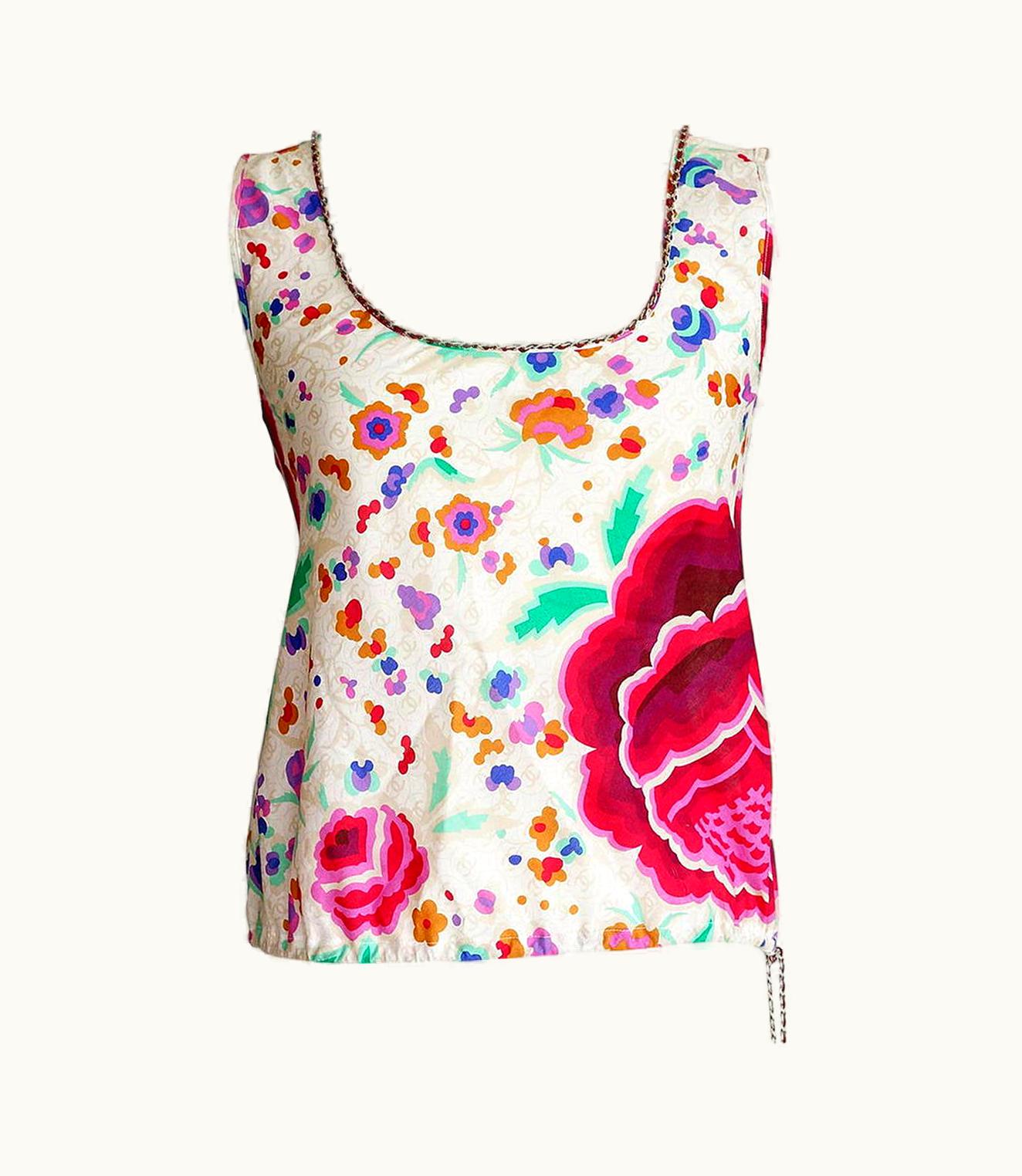 Chanel Chanel 04p Cotton Top Lush Flowers Lots Cc Signature Chain Detail 40 S/S