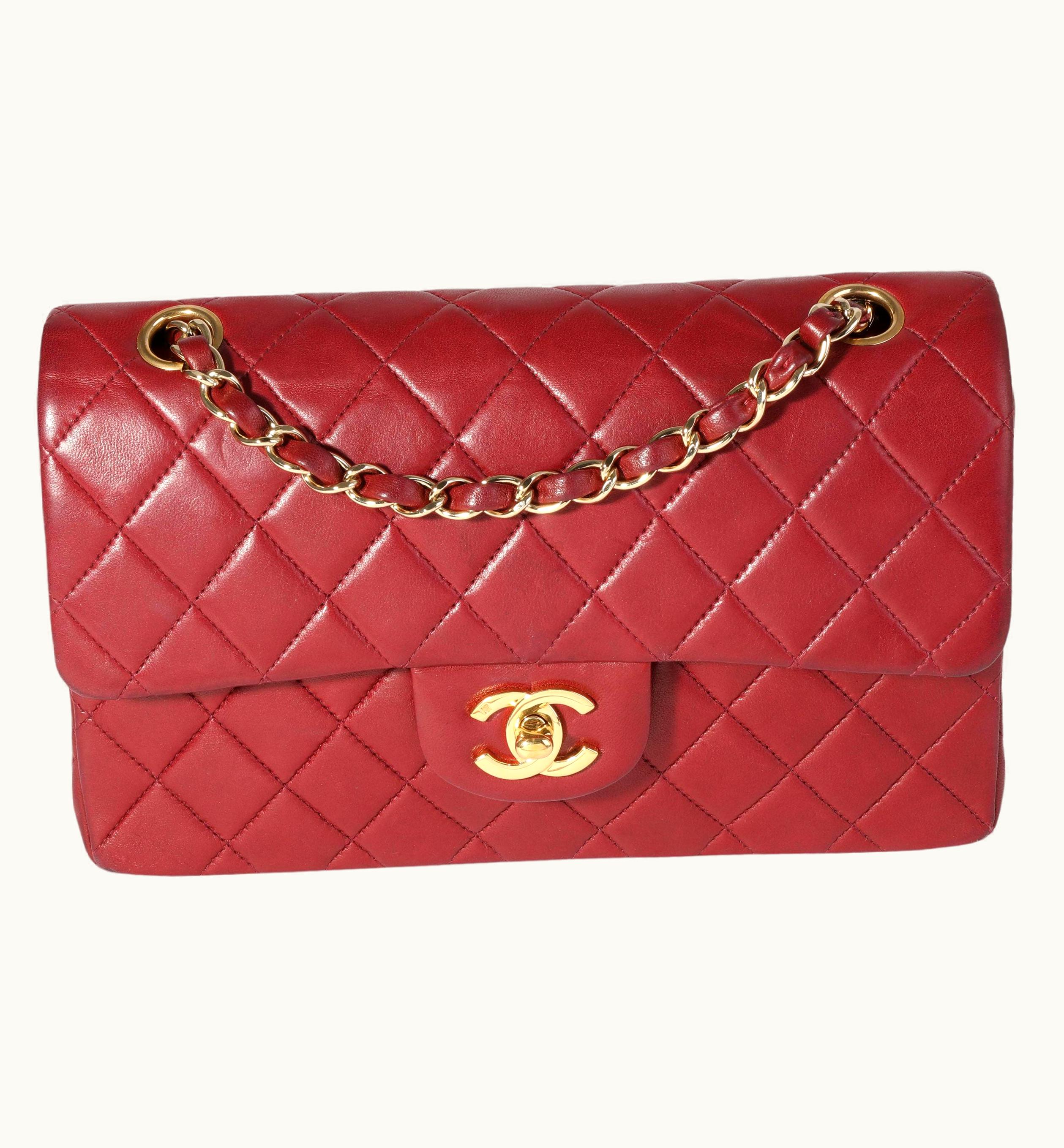 Chanel Chanel Burgundy Quilted Lambskin Small Classic Double Flap Bag