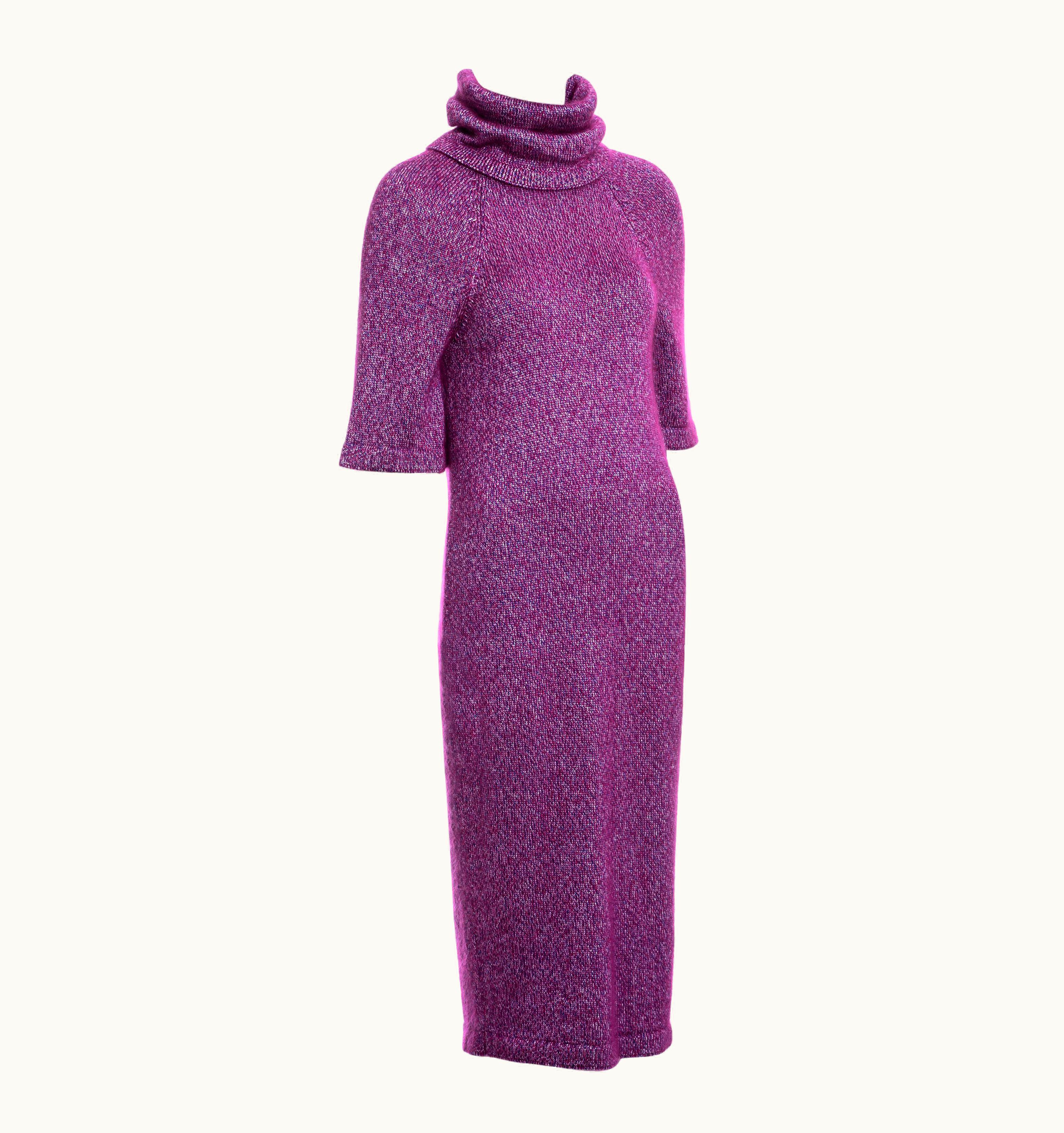 Chanel Chanel By Karl Lagerfeld Fuchsia Mohair Silk Turtle-neck Sweater Dress, AW 2015