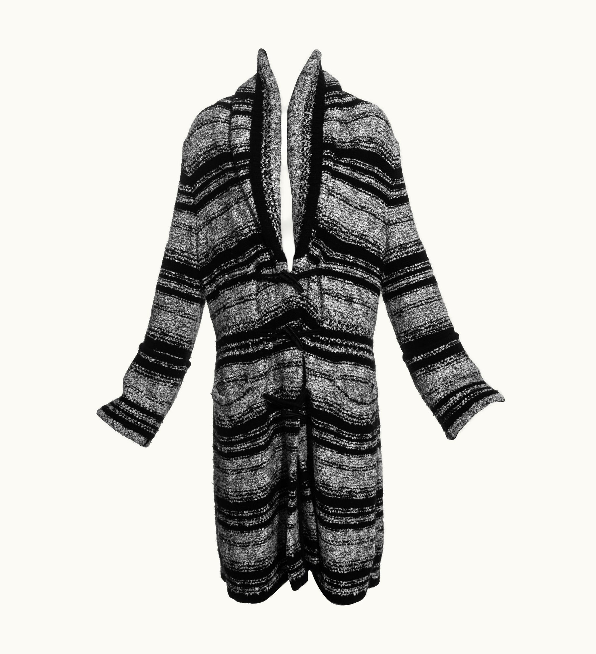 Chanel Chanel By Karl Lagerfeld Grey And Black Bouclé Wool Striped Cardigan, AW 2006