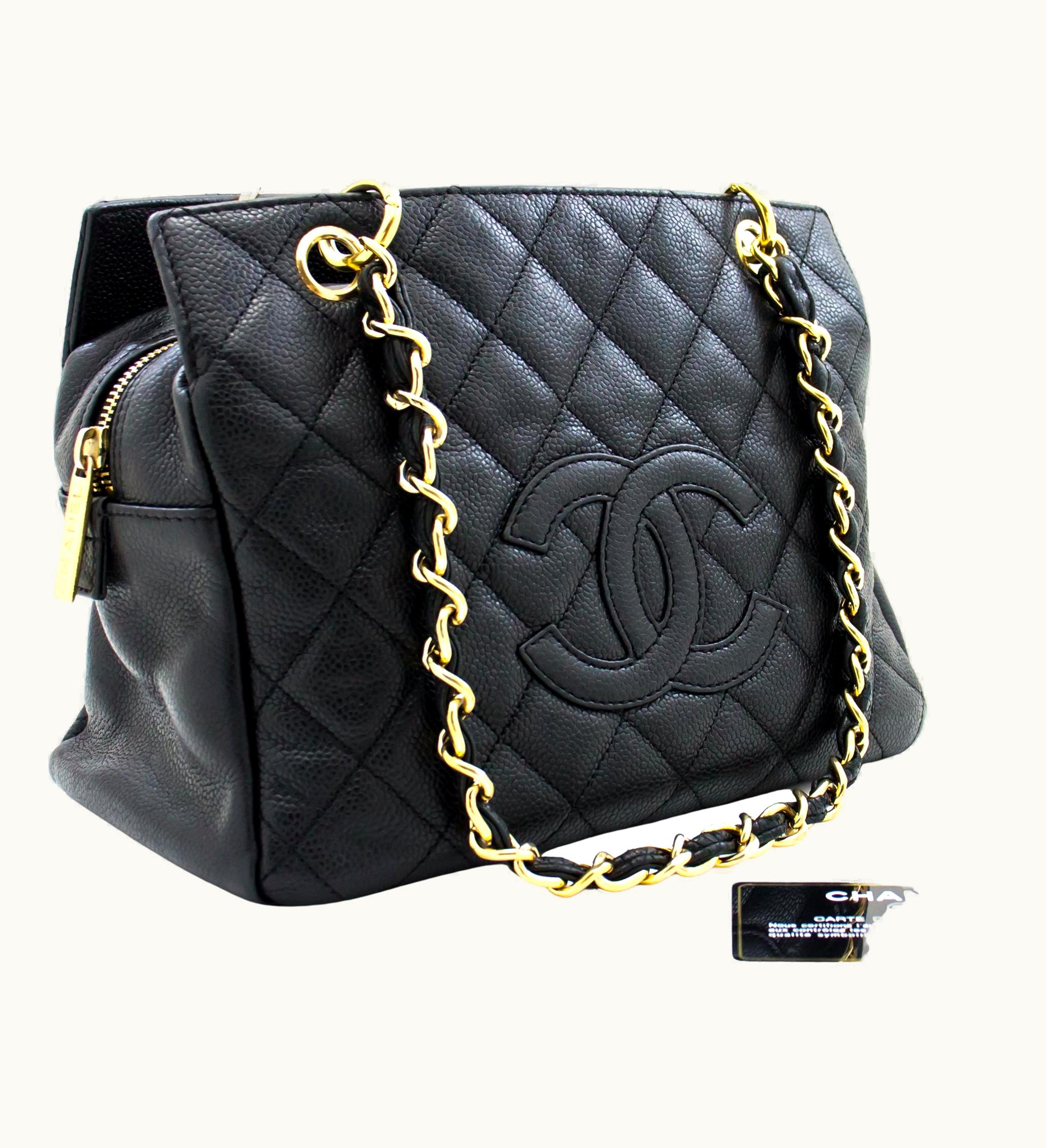 Chanel Chanel Caviar Chain Shoulder Shopping Tote Bag Black Quilted