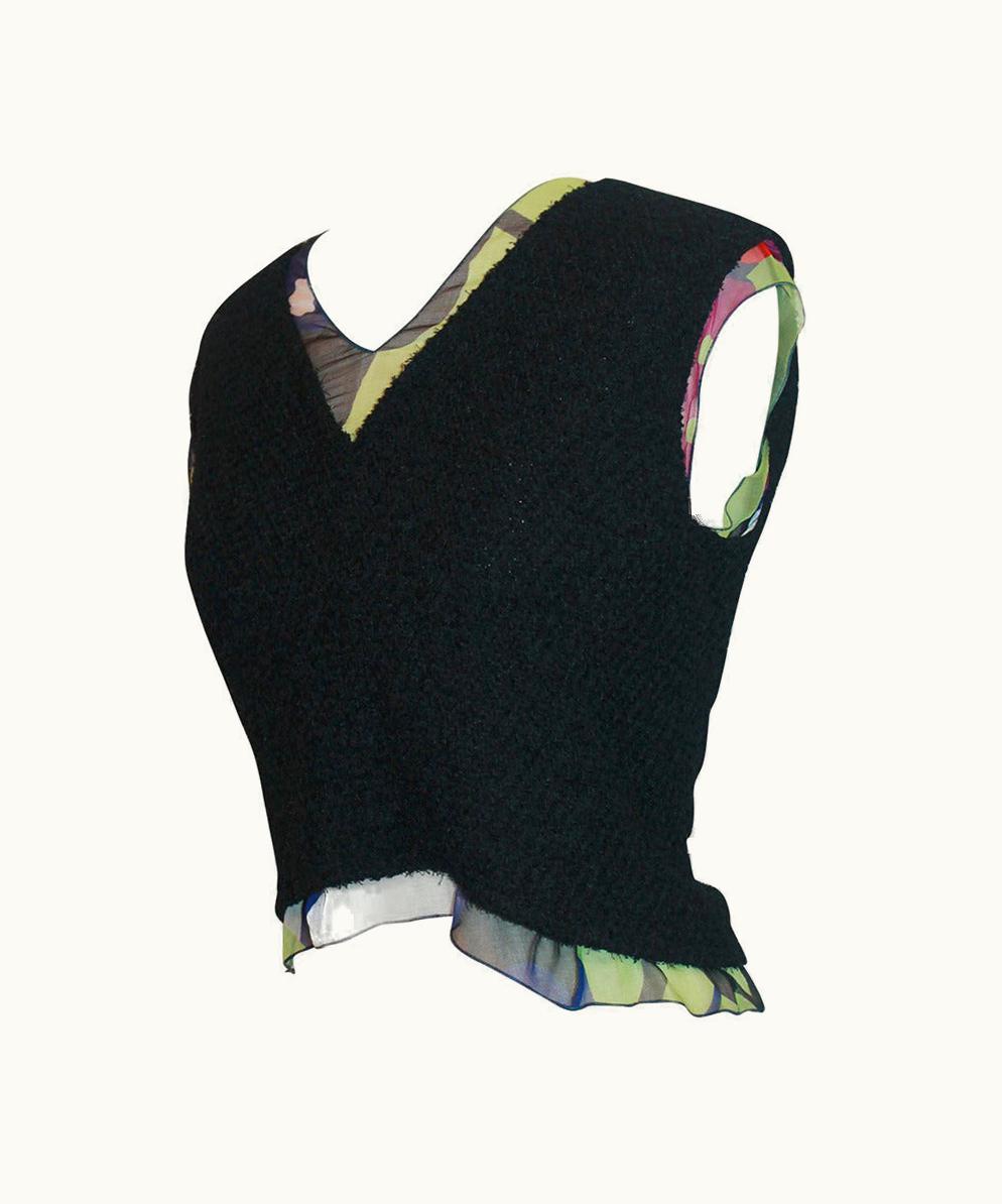 Chanel Chanel 2000 Black & Multi-Color Cropped Top
