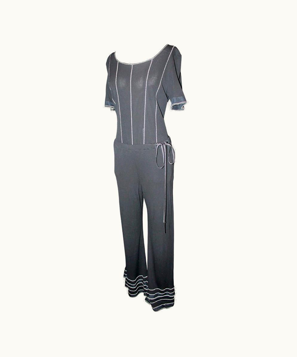 Chanel Chanel 2000' Black & White Jersey Blouse & Palazzo Pants Set