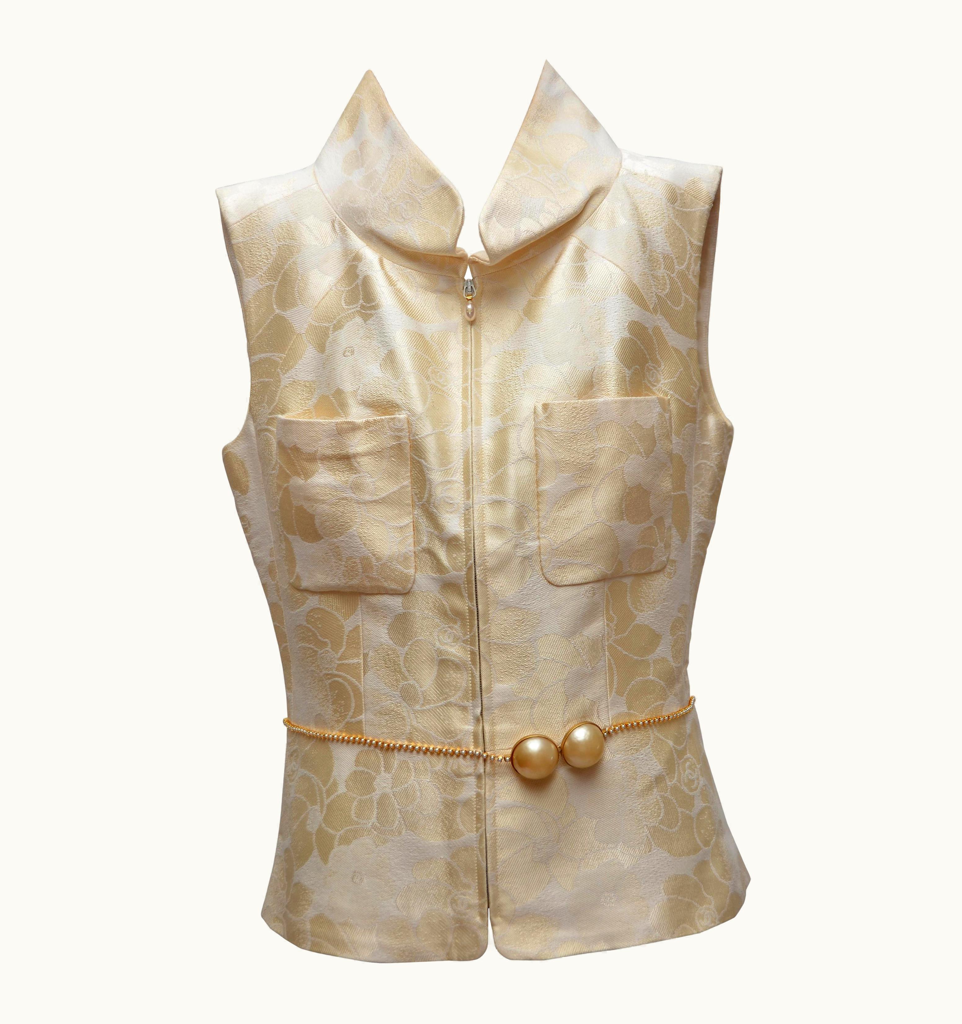 Chanel Chanel Karl Lagerfeld Collection Camellia Vest With Pearl Belt
