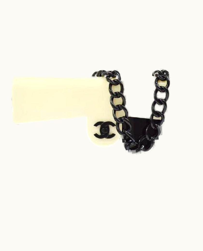 Chanel Chanel Black Ivory Hard Evening Plastic Small Evening Shoulder Flap Bag