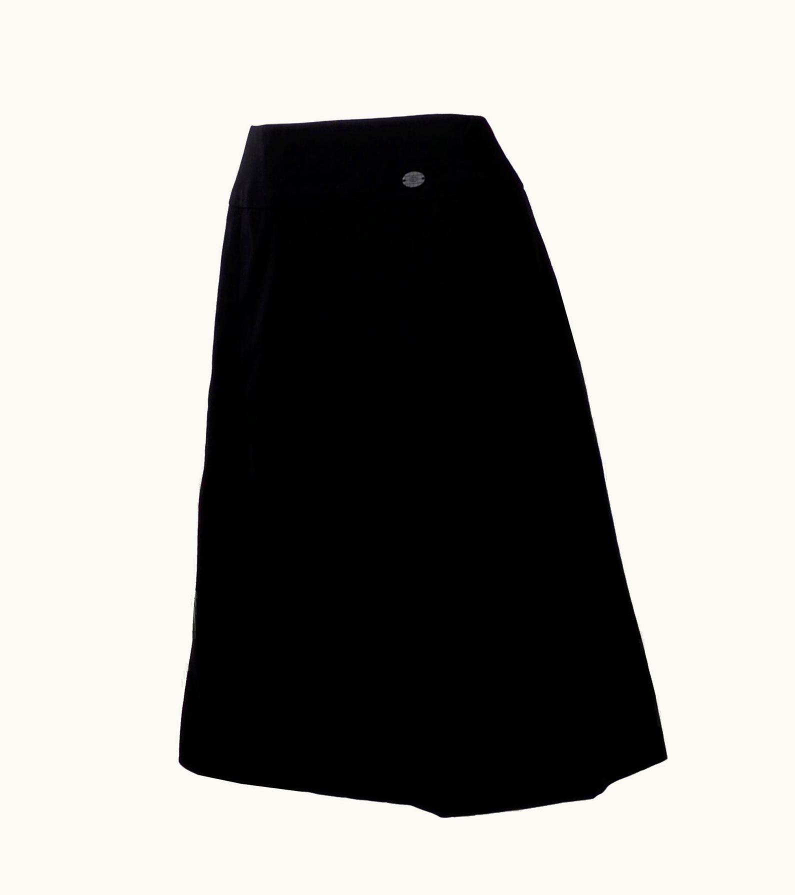Chanel Chanel Black Wool Skirt With Cc Logo Monogram