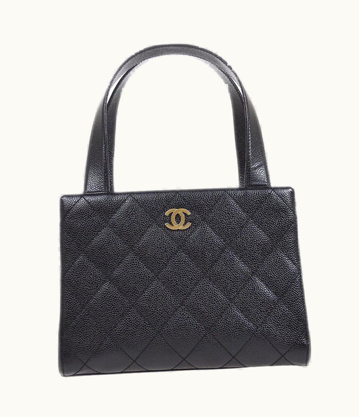 Chanel Chanel Black Caviar Leather Gold Small Kelly Style Party Top Handle Satchel Bag