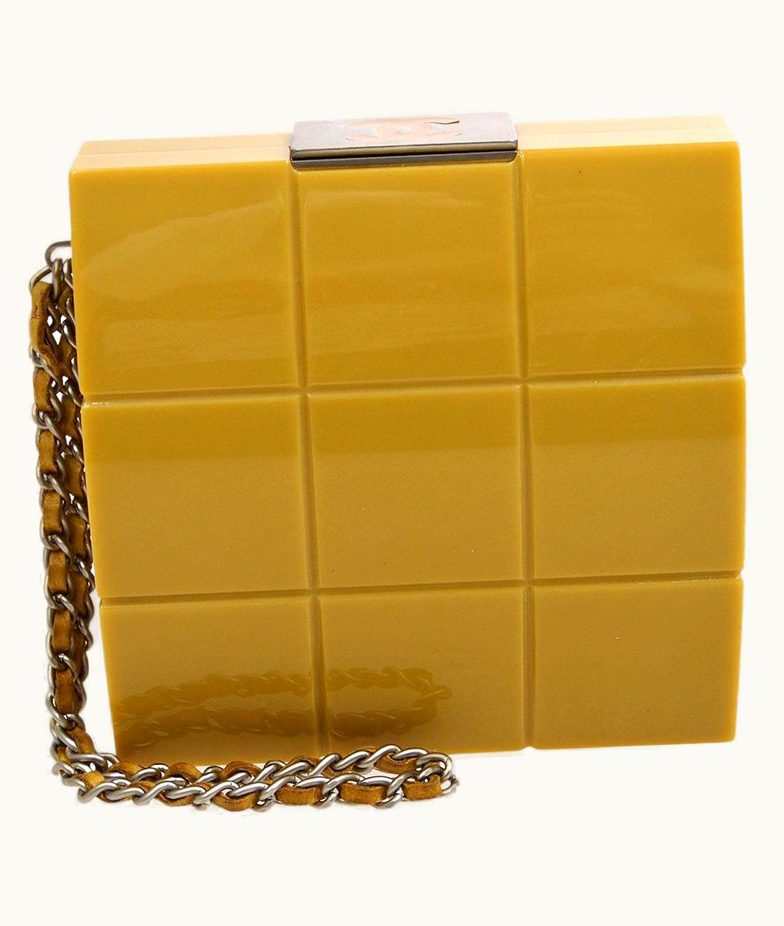 Chanel Chanel Beige Tan Nude Plastic Hardware Choco Bar Party Small Clutch Wristlet Bag