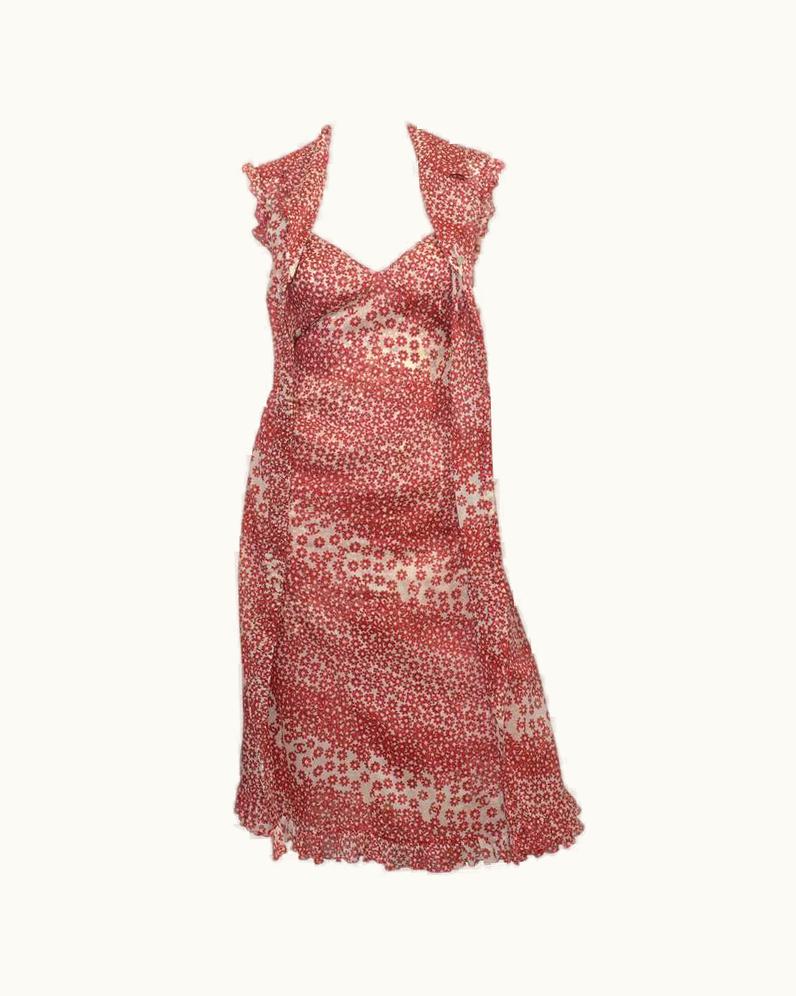 Chanel Chanel 2003 Spring Floral Print Cotton Slip Dress & Duster
