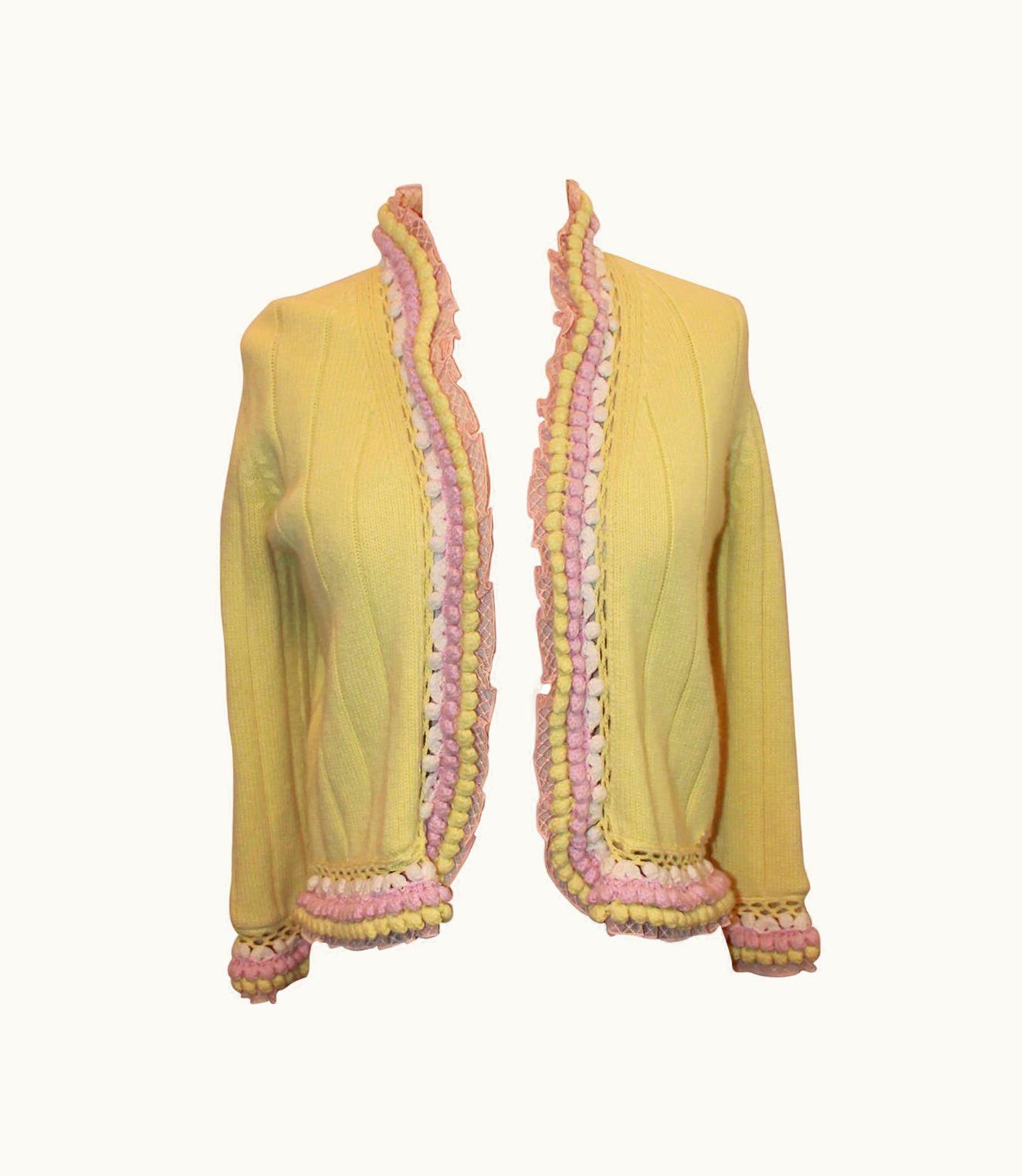 Chanel Chanel 2004 Yellow & Pink Cashmere Cardigan