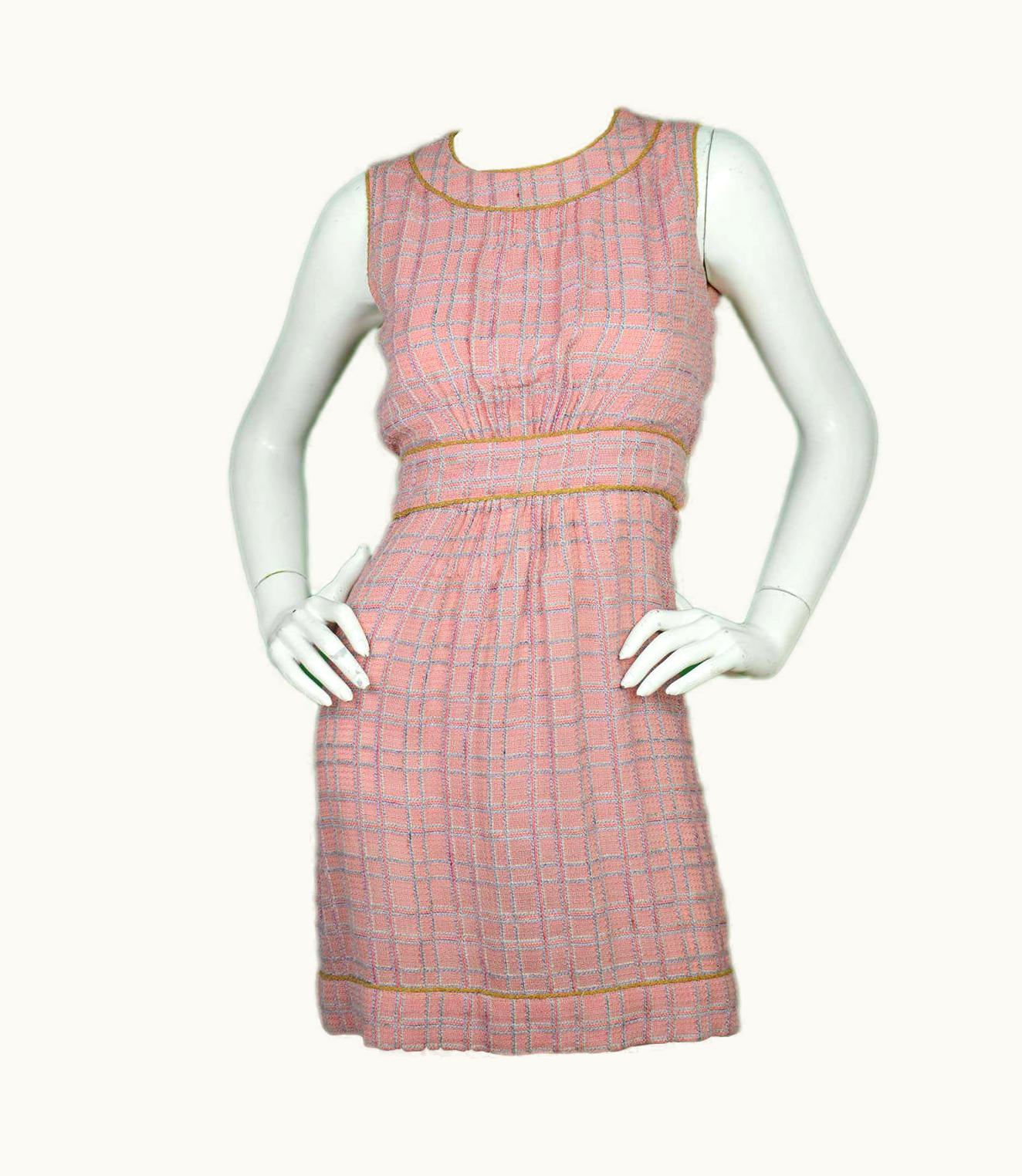 Chanel Chanel 2004 Pink & Blue Plaid Sleeveless Dress